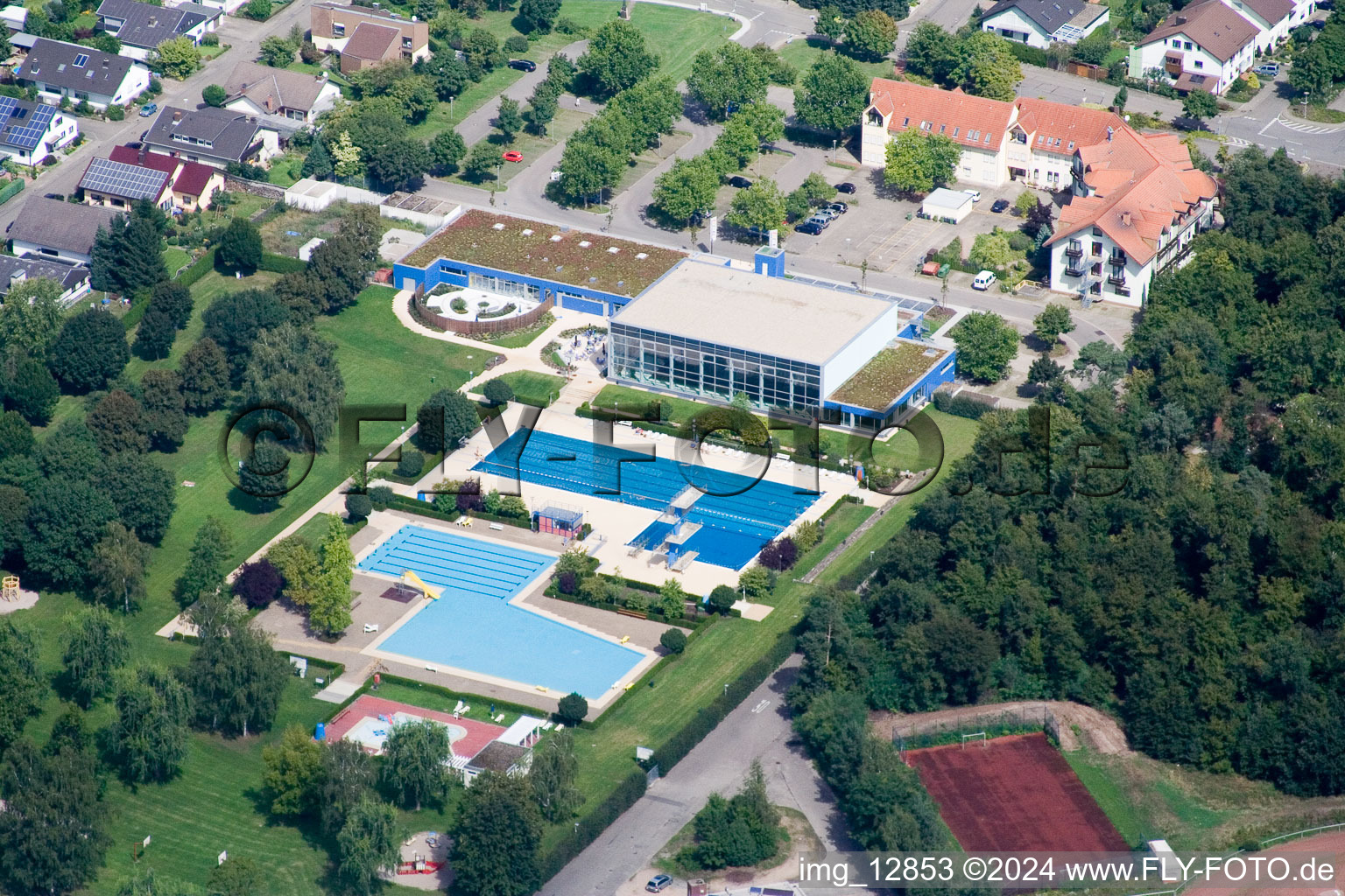 Waghäusel in the state Baden-Wuerttemberg, Germany seen from above