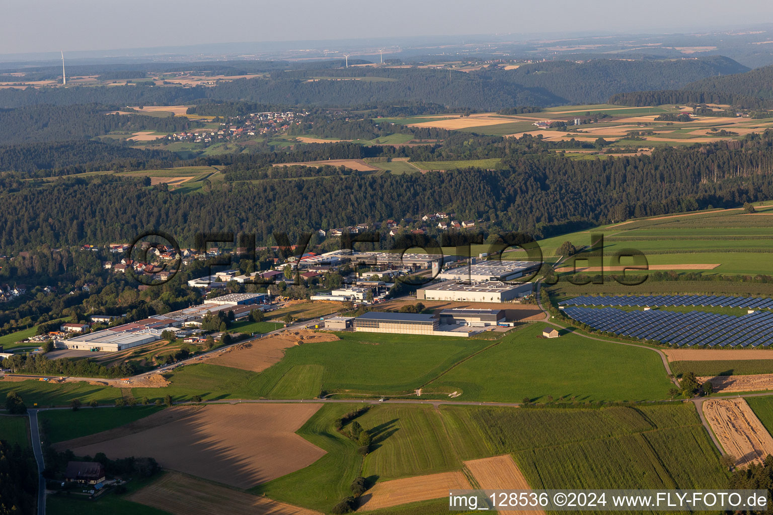 Industrial and commercial area along the Hummelbuehlstrasse in Betzweiler in the state Baden-Wuerttemberg, Germany