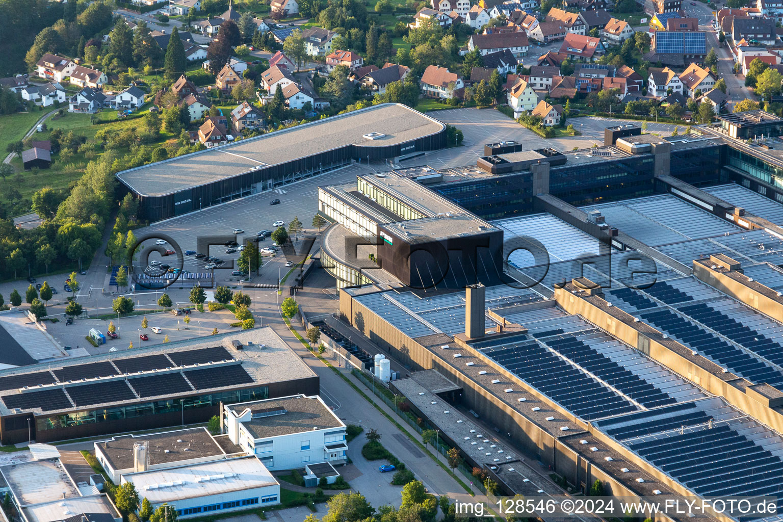 Aerial view of ARBURG GmbH + Co KG. Aberle Plastics Processing GmbH in Loßburg in the state Baden-Wuerttemberg, Germany