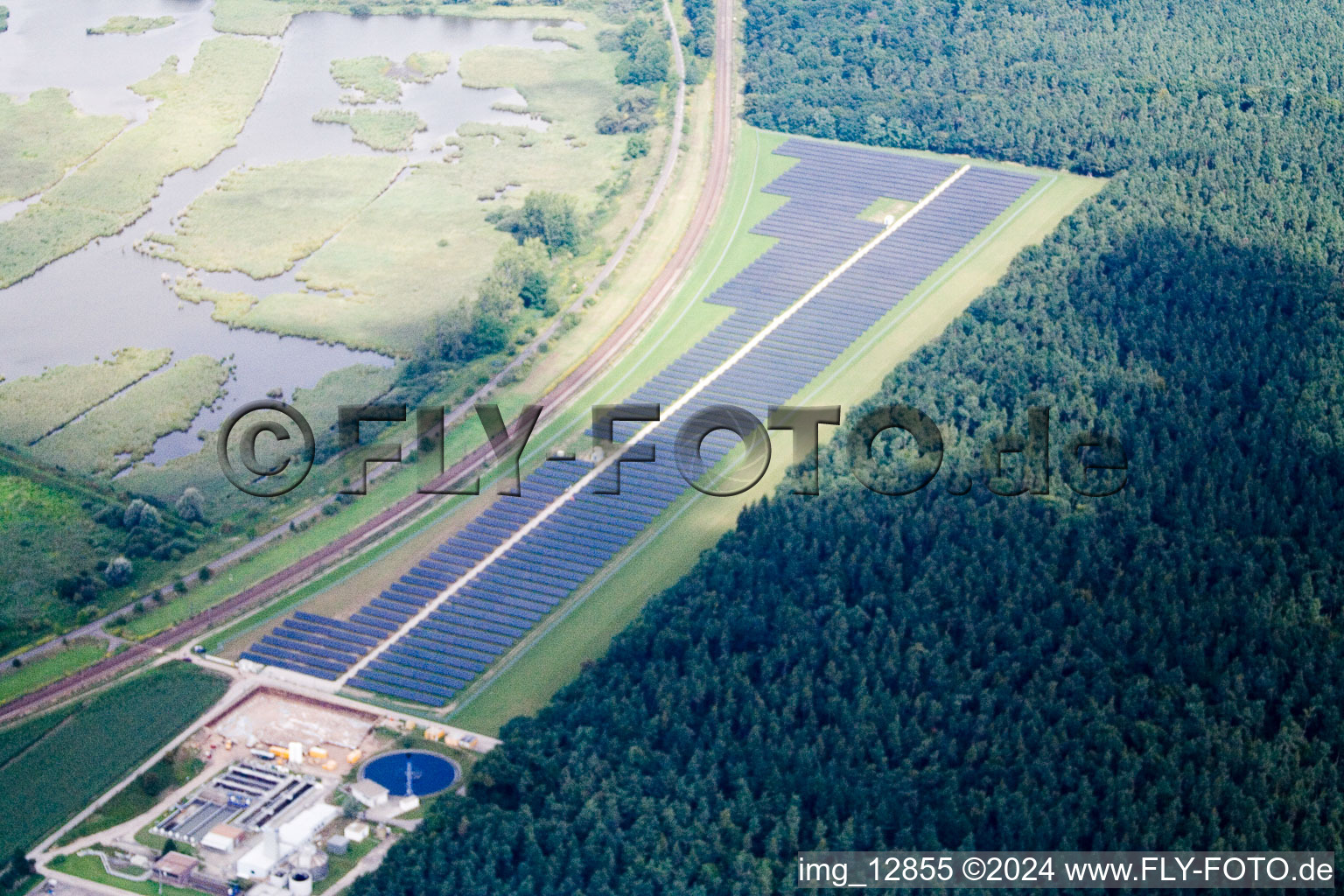 Bird's eye view of Waghäusel in the state Baden-Wuerttemberg, Germany