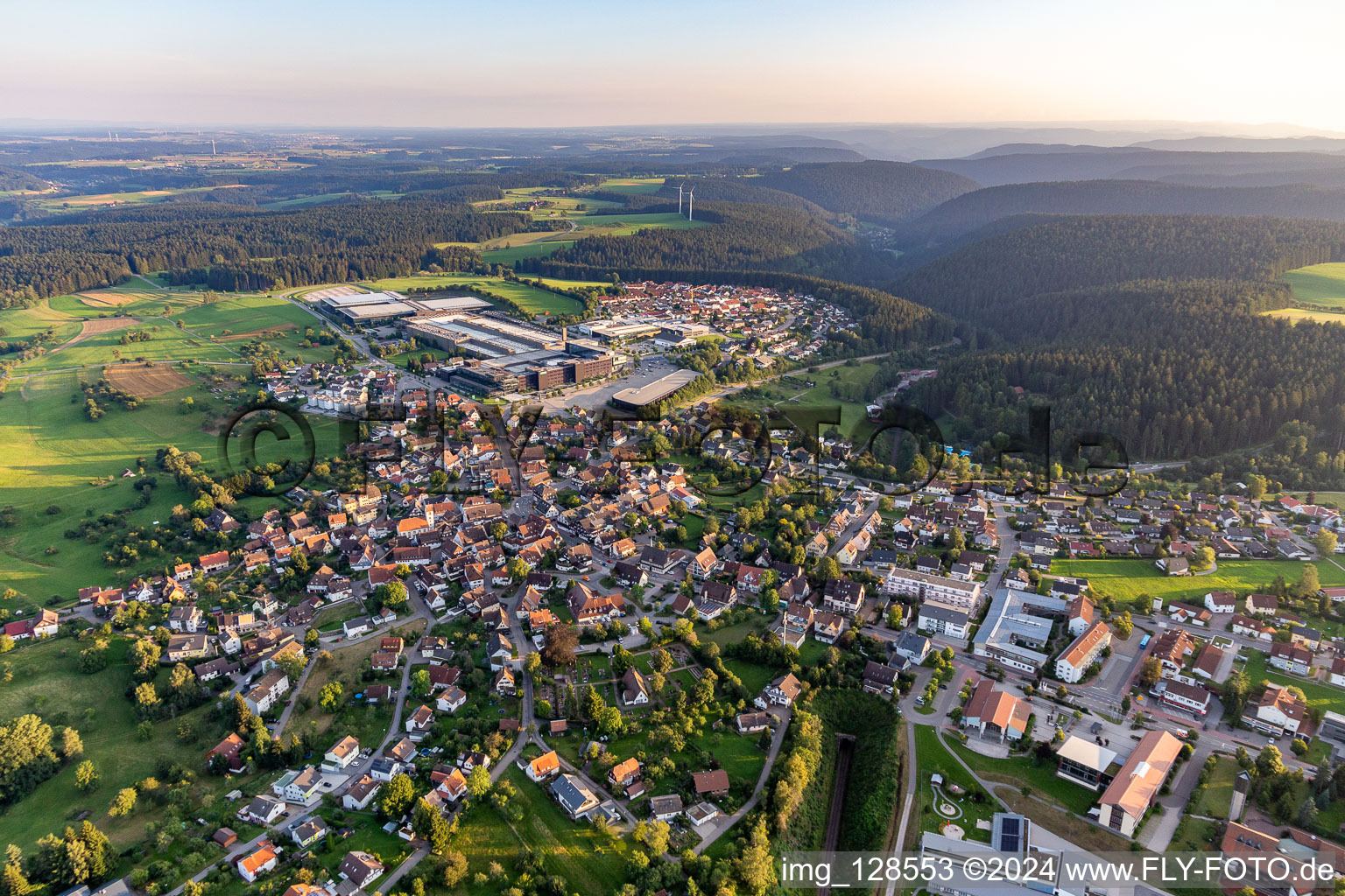 City area with outside districts and inner city area in Lossburg at Schwarzwald in the state Baden-Wuerttemberg, Germany