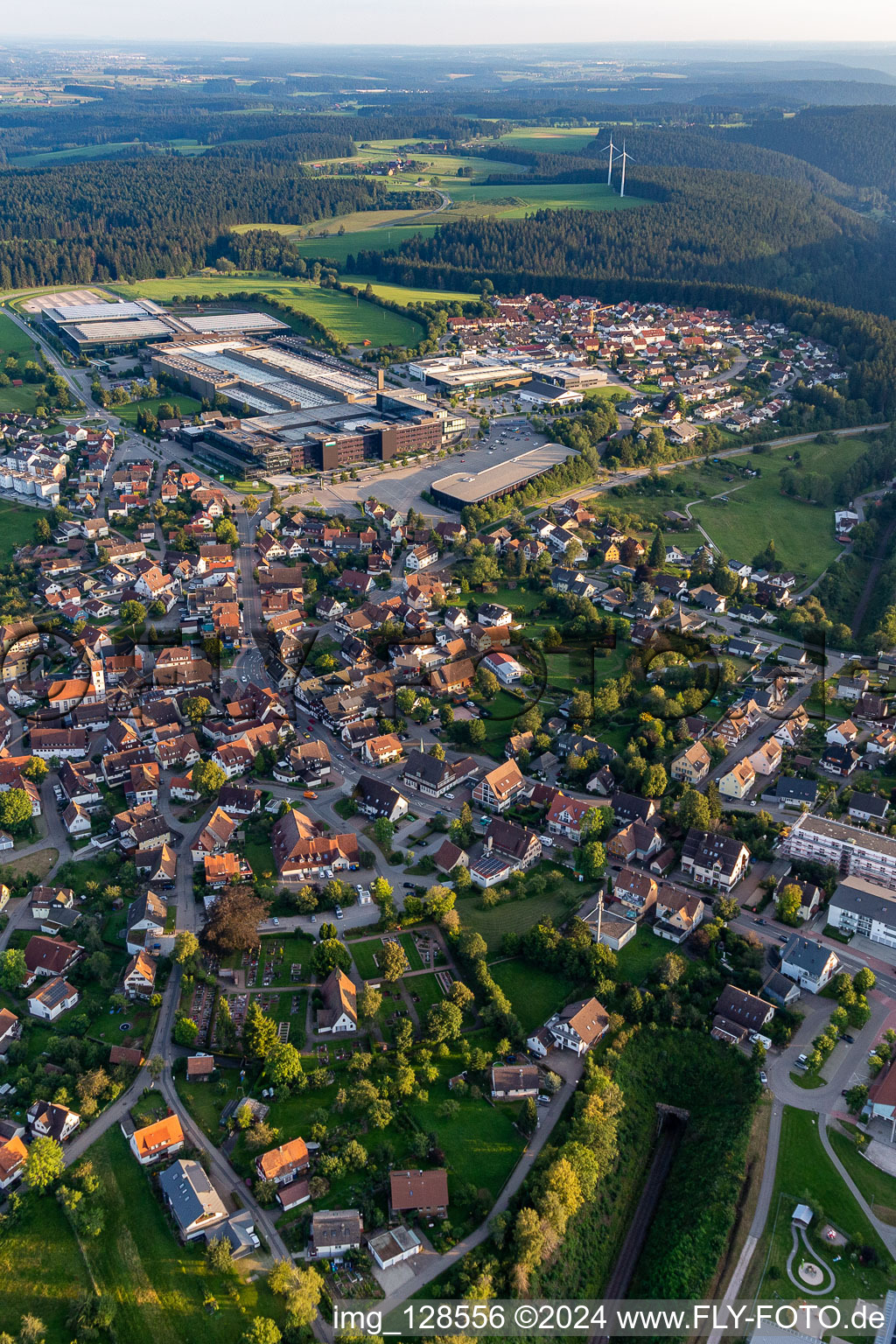 Aerial photograpy of City view on down town in Lossburg in the state Baden-Wuerttemberg, Germany