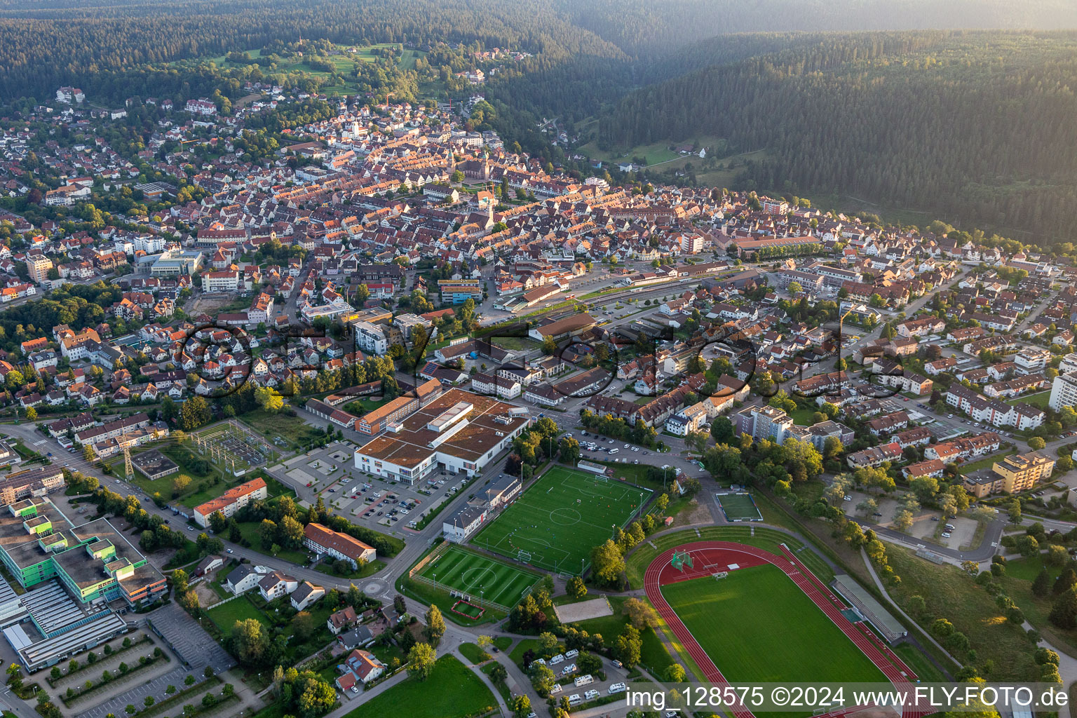 City area with outside districts and inner city area in Freudenstadt in the state Baden-Wuerttemberg, Germany