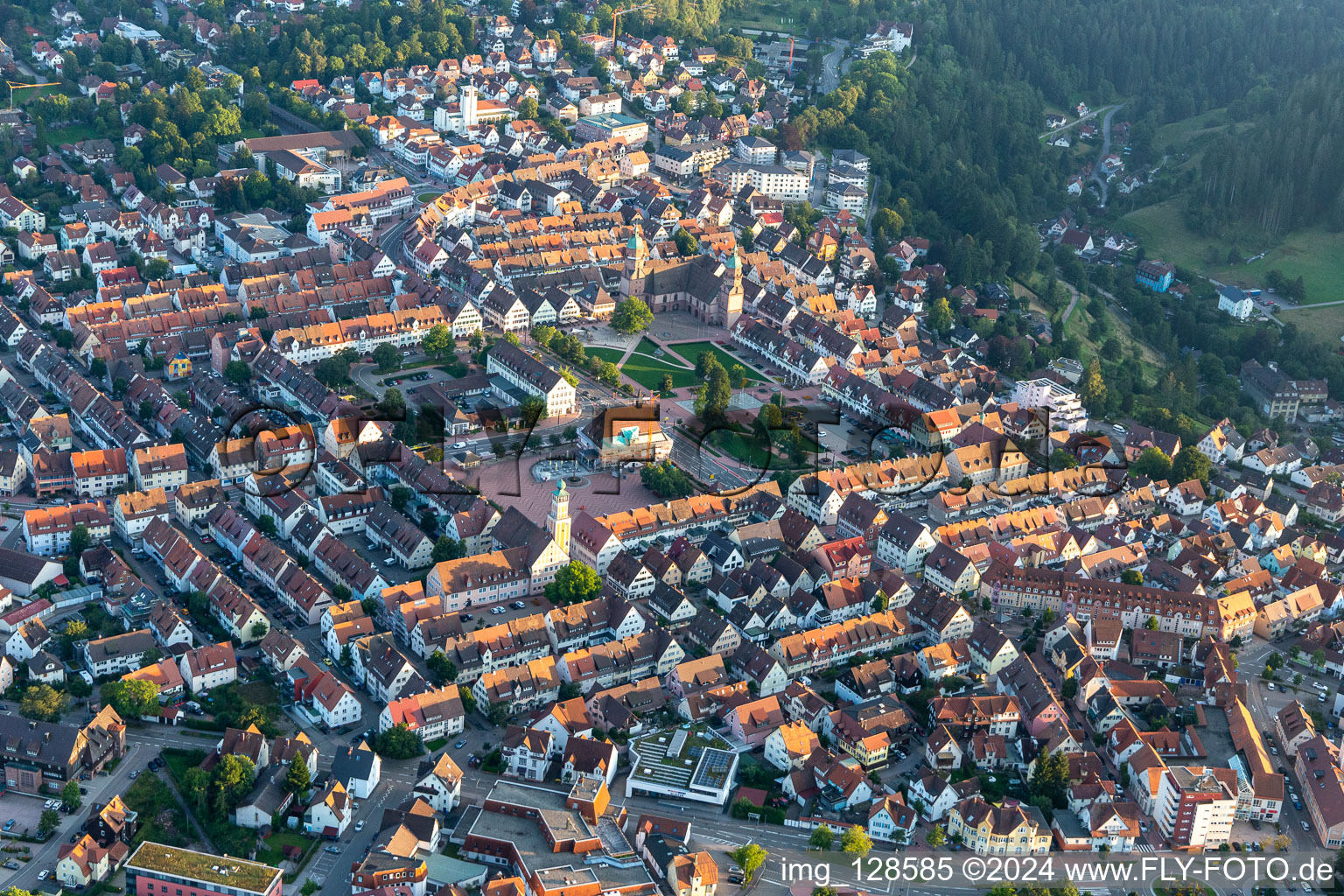 Largest marketplace in Germany in Freudenstadt in the state Baden-Wuerttemberg, Germany from above