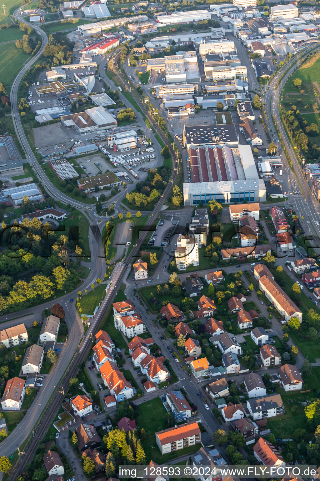 Aerial photograpy of Industrial area Robert-Bürkle-Straße in Freudenstadt in the state Baden-Wuerttemberg, Germany