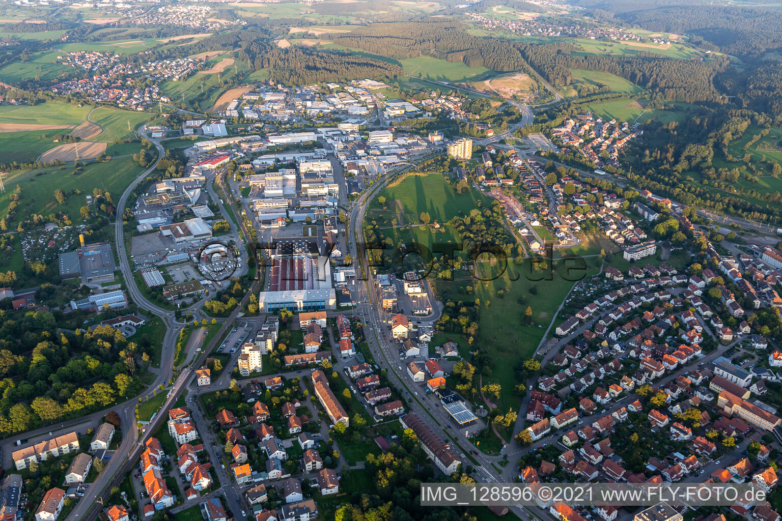 Aerial photograpy of Industrial area in Freudenstadt in the state Baden-Wuerttemberg, Germany
