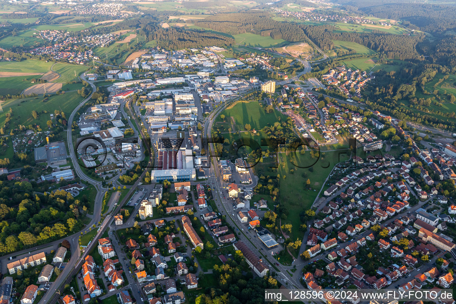 Aerial photograpy of Industrial area in Freudenstadt in the state Baden-Wuerttemberg, Germany