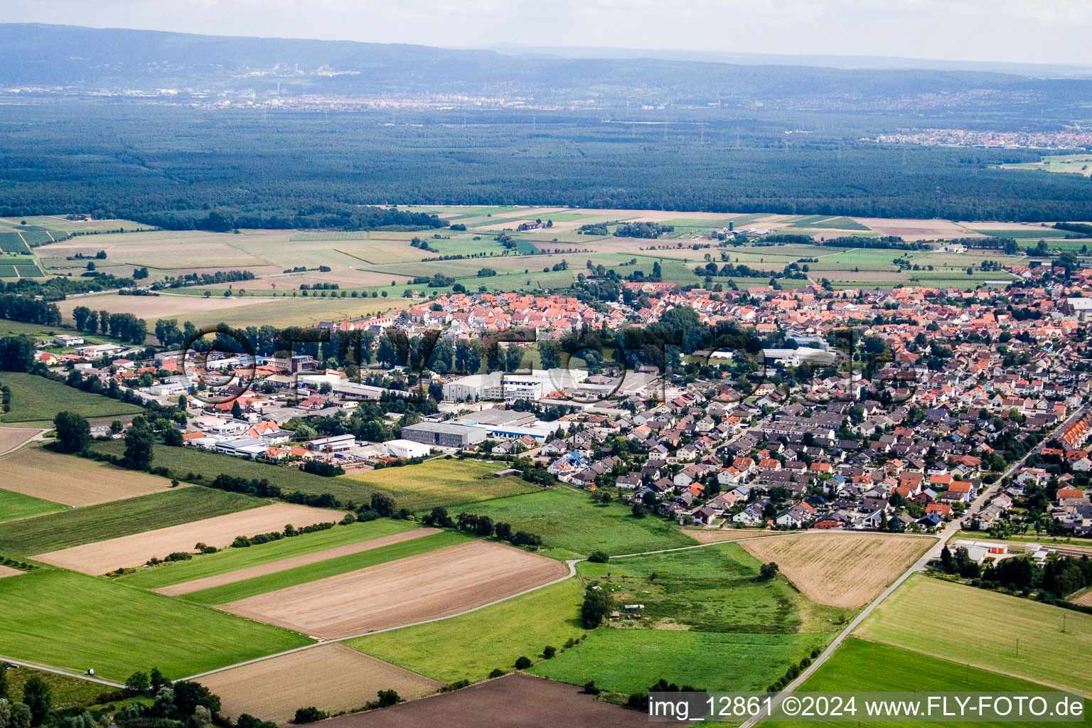 Neulußheim in the state Baden-Wuerttemberg, Germany out of the air