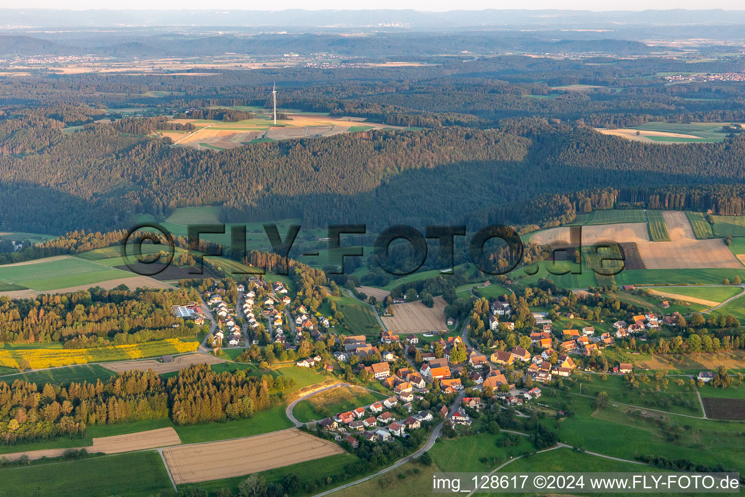 Village - view on the edge of forested areas in Fuernsal in the state Baden-Wuerttemberg, Germany