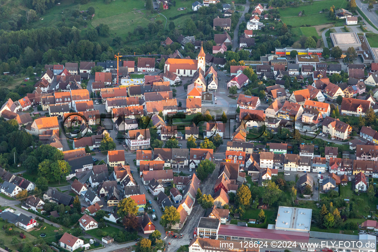 Dornhan in the state Baden-Wuerttemberg, Germany viewn from the air