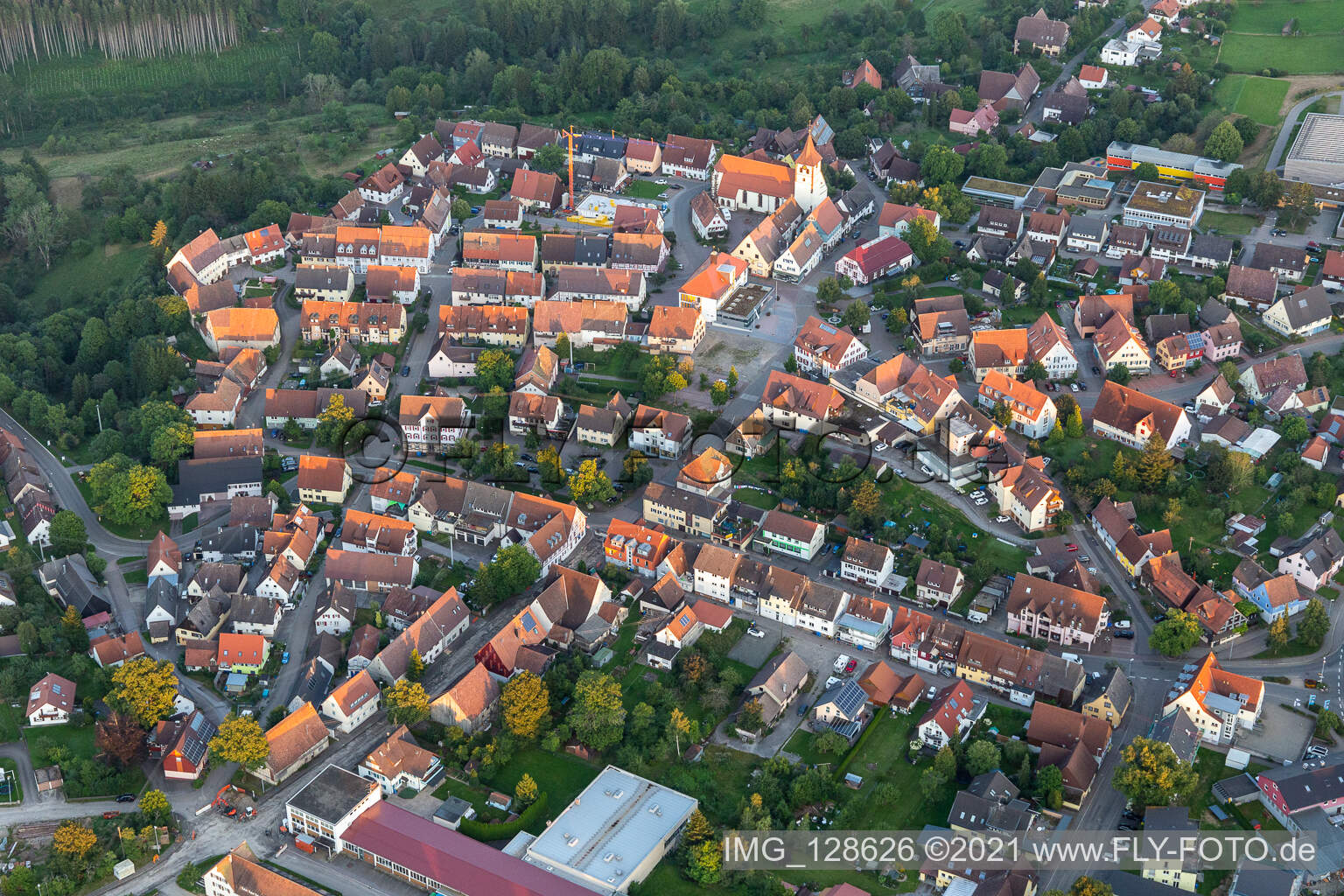 Dornhan in the state Baden-Wuerttemberg, Germany seen from a drone