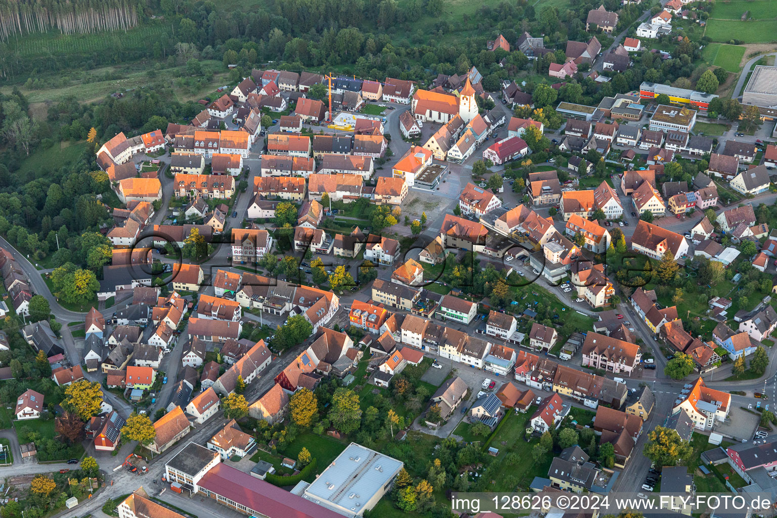 Drone recording of Dornhan in the state Baden-Wuerttemberg, Germany