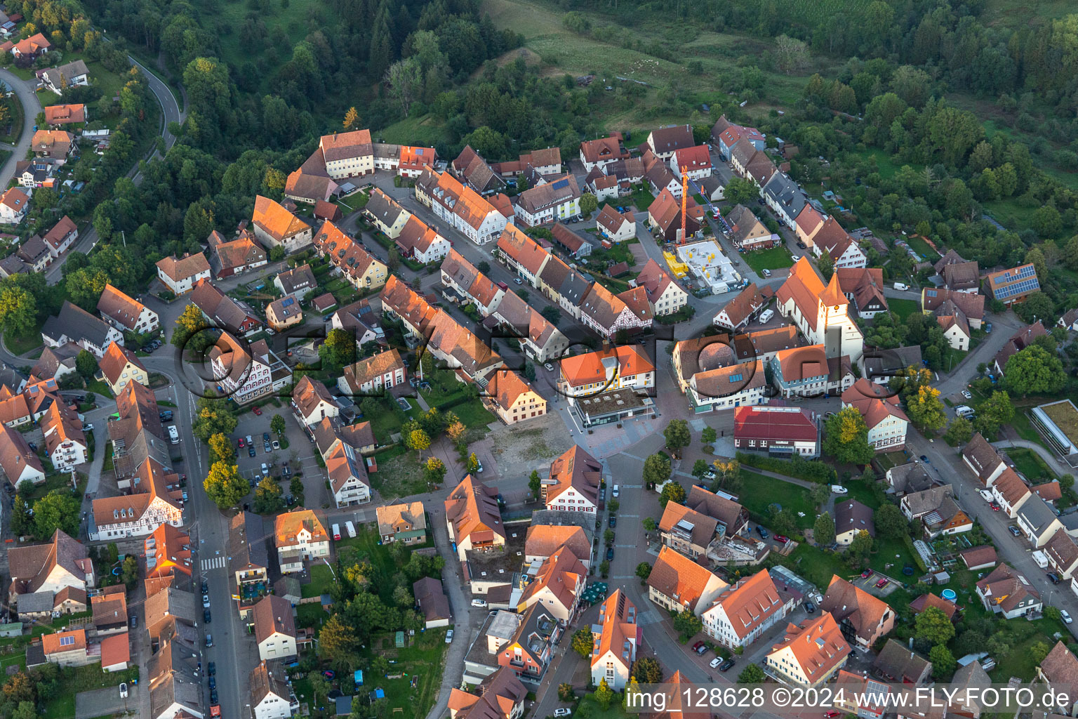 Town View of the streets and houses of the residential areas in Dornhan in the state Baden-Wuerttemberg, Germany