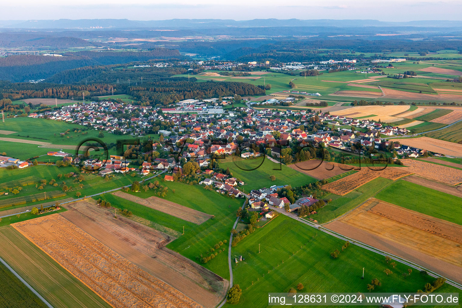 Aerial view of District Hochmössingen in Oberndorf am Neckar in the state Baden-Wuerttemberg, Germany