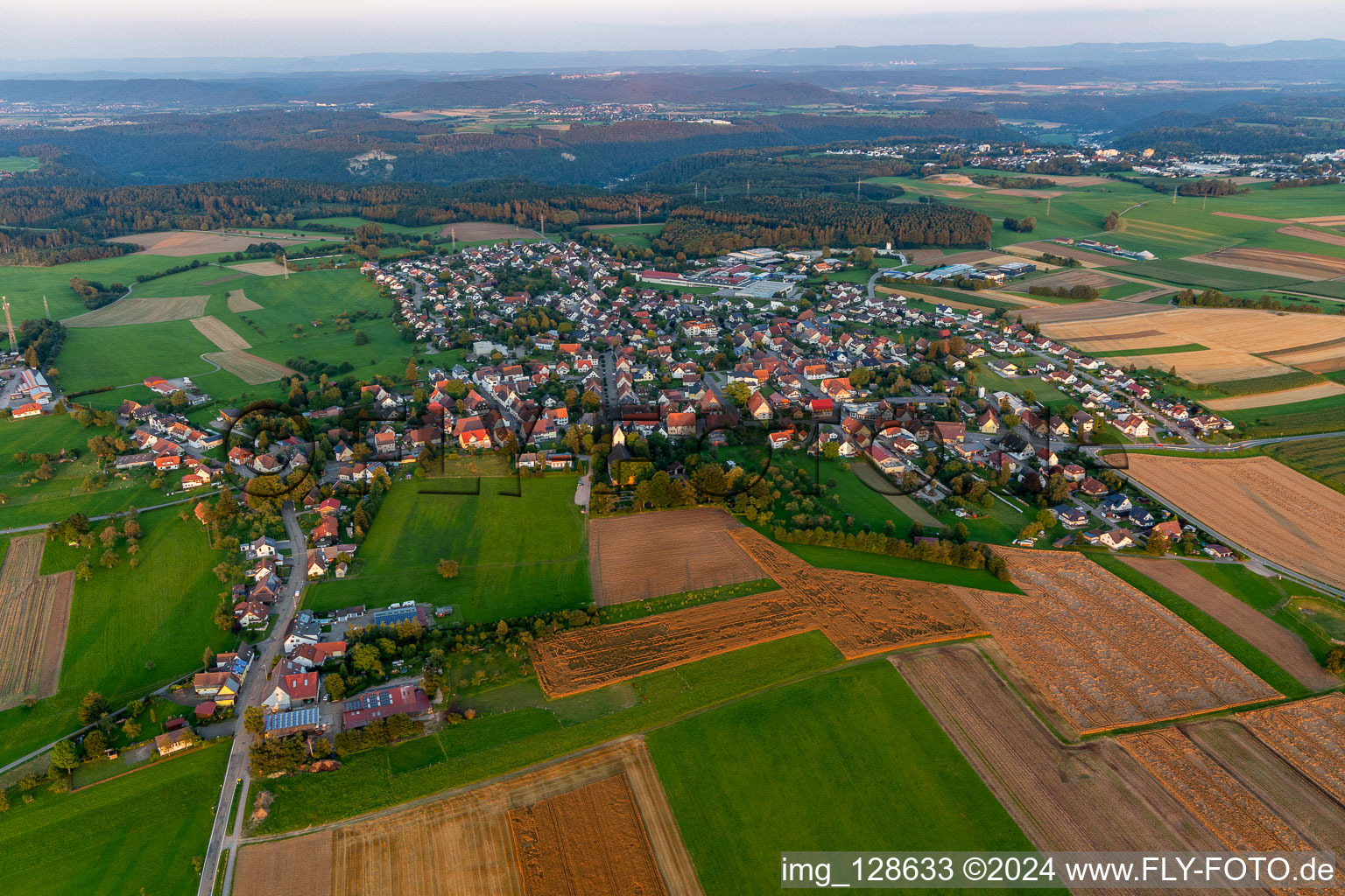 Oblique view of District Hochmössingen in Oberndorf am Neckar in the state Baden-Wuerttemberg, Germany