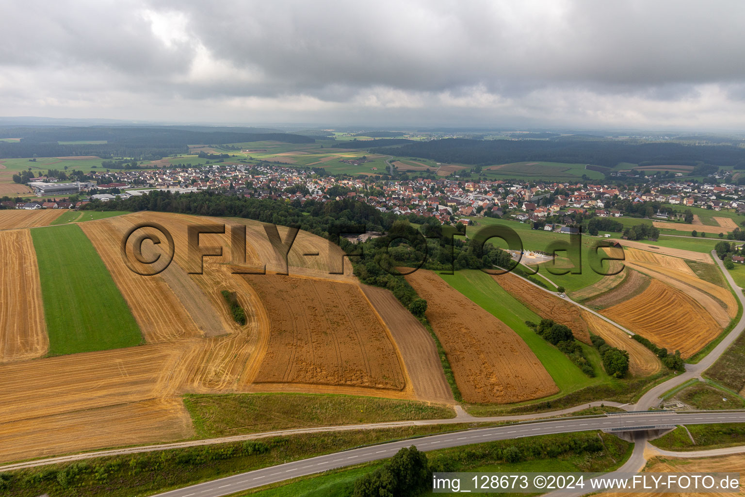 Dunningen in the state Baden-Wuerttemberg, Germany from above