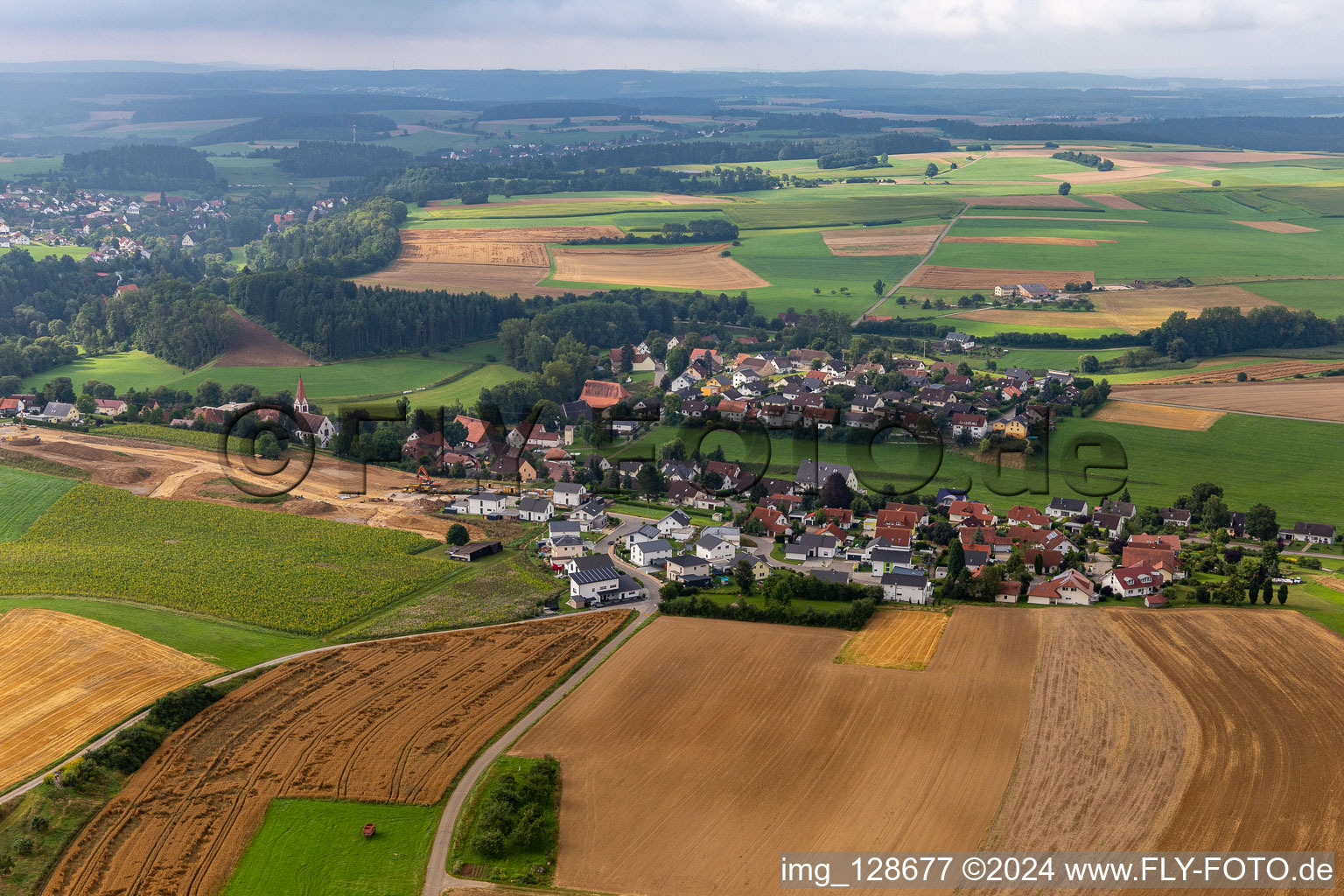 District Lackendorf in Dunningen in the state Baden-Wuerttemberg, Germany from above