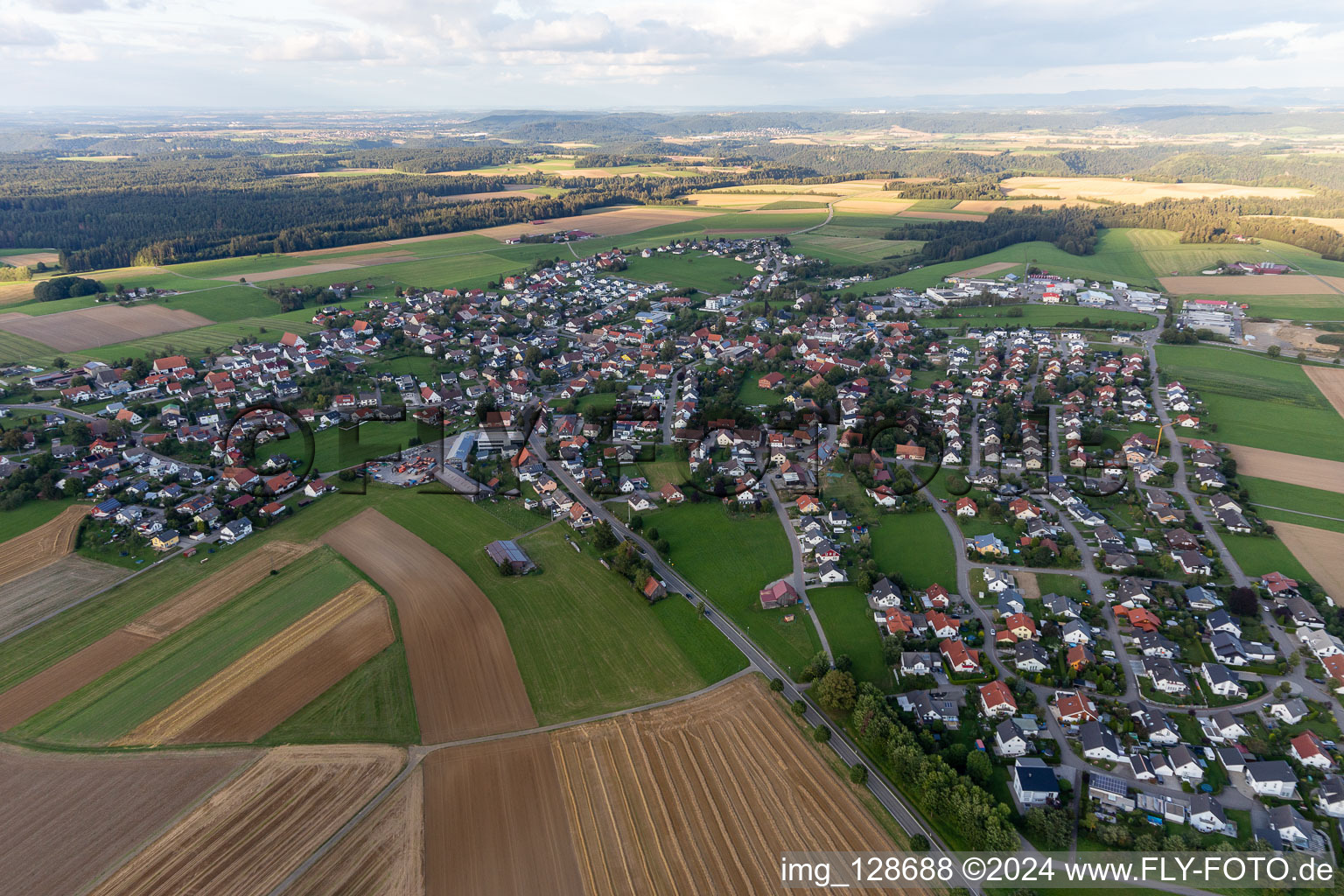 Oblique view of Bösingen in the state Baden-Wuerttemberg, Germany