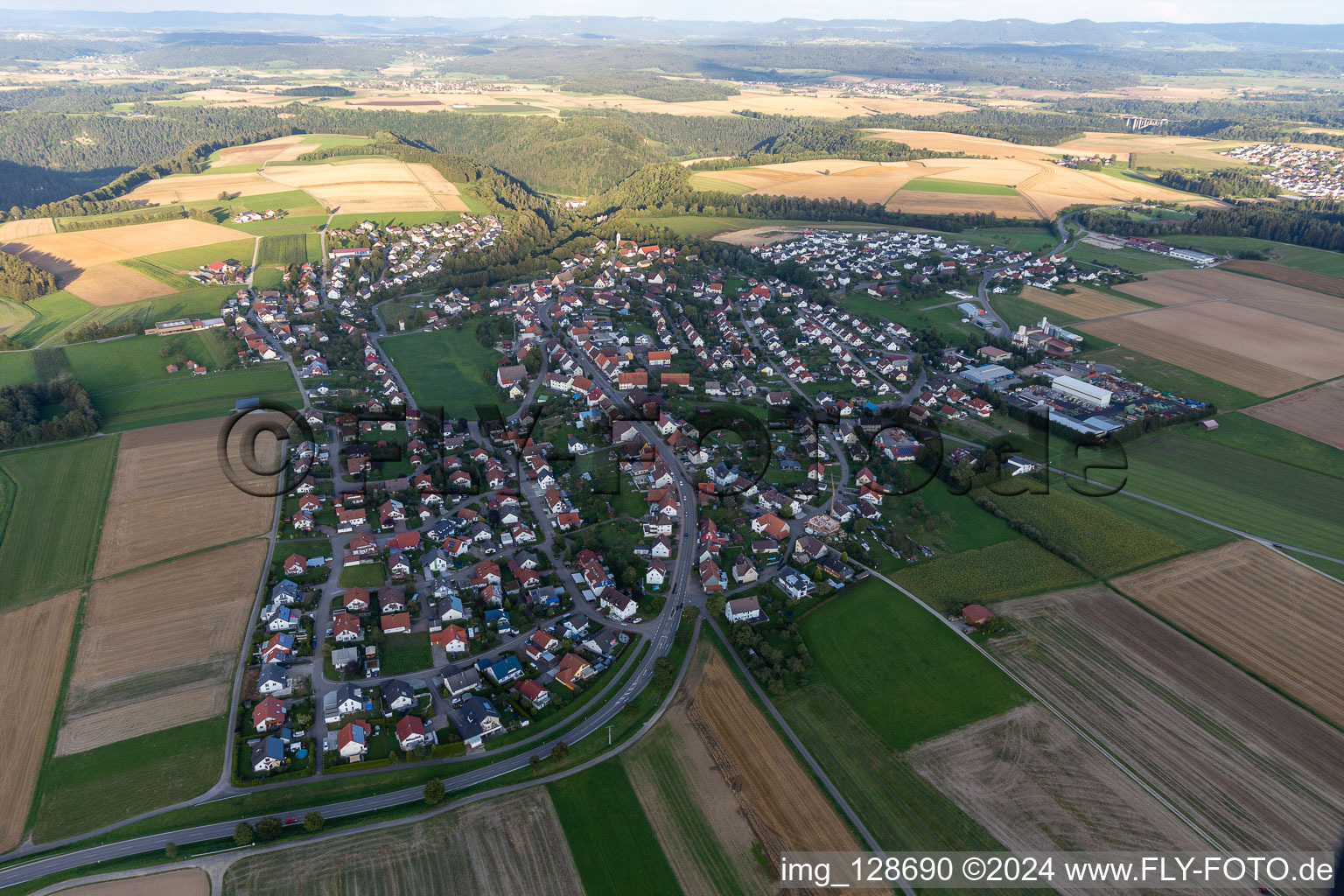 Oblique view of District Herrenzimmern in Bösingen in the state Baden-Wuerttemberg, Germany