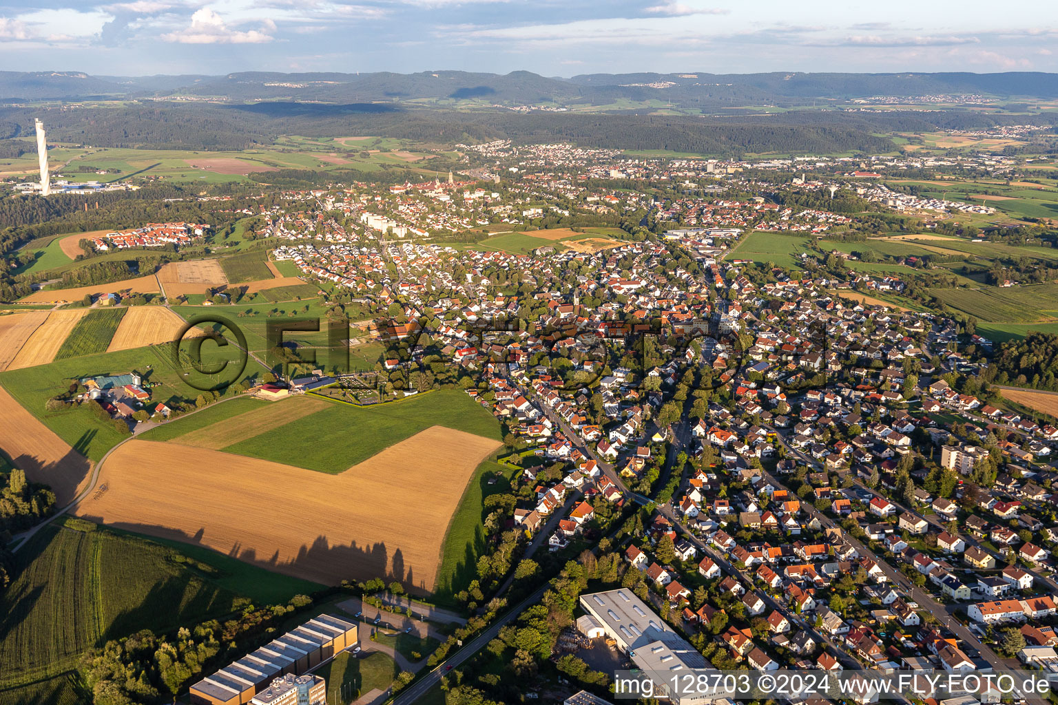 Aerial view of District Zimmern Oberbayern Rottweil in Zimmern ob Rottweil in the state Baden-Wuerttemberg, Germany