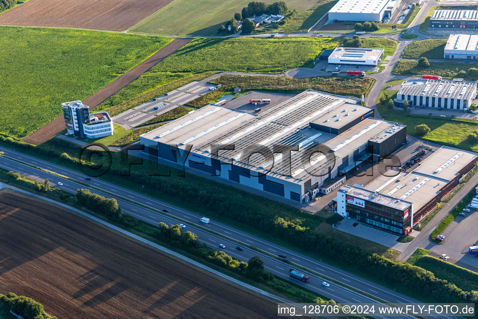 Company grounds and facilities of Schoeler Foerdertechnik AG, Bucher Stahlhandel GmbH undB.A.H. Personaldienste GmbH in Zimmern ob Rottweil in the state Baden-Wuerttemberg, Germany