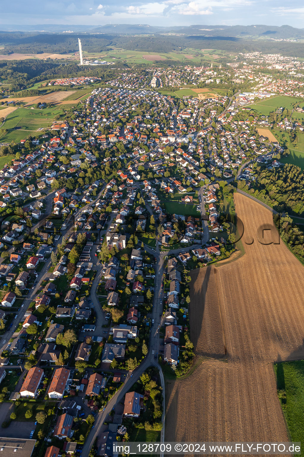 Oblique view of District Zimmern Oberbayern Rottweil in Zimmern ob Rottweil in the state Baden-Wuerttemberg, Germany