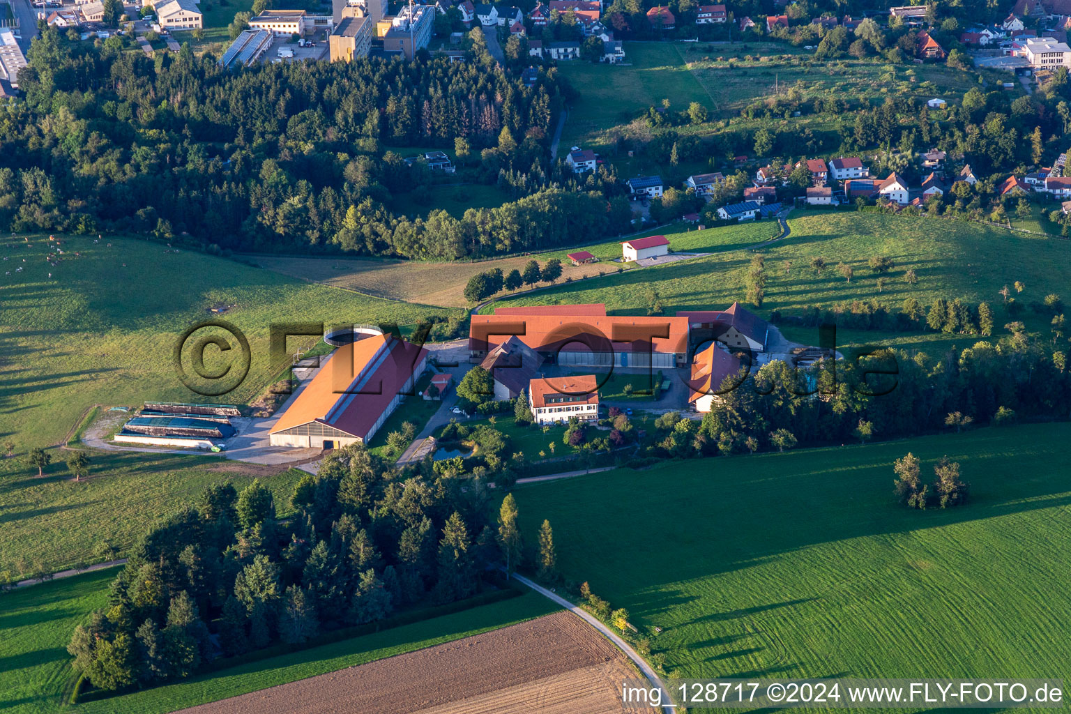 Aerial view of Hofgut St. Leonhard Estate Management in Rottweil in the state Baden-Wuerttemberg, Germany