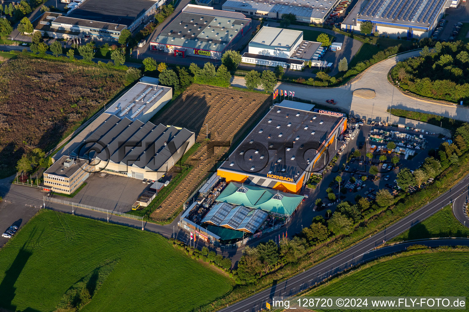 Building of the construction market Hornbach and Maschinenfabrik Mag-Eubama in Rottweil in the state Baden-Wuerttemberg, Germany