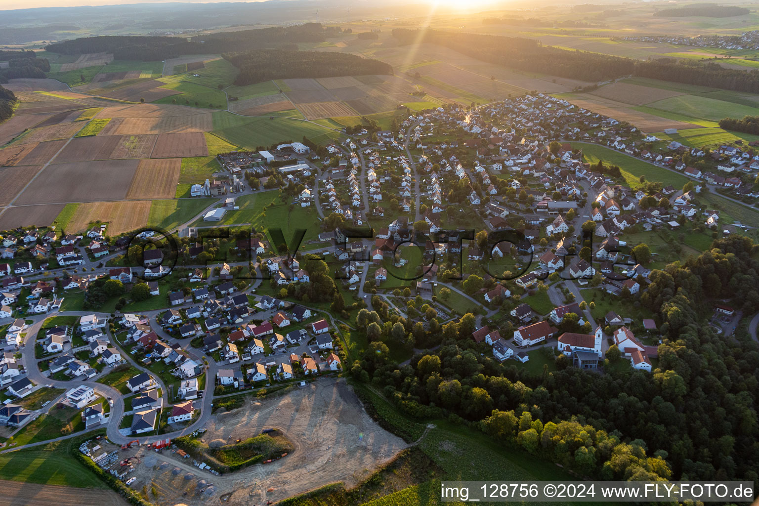 District Herrenzimmern in Bösingen in the state Baden-Wuerttemberg, Germany from above