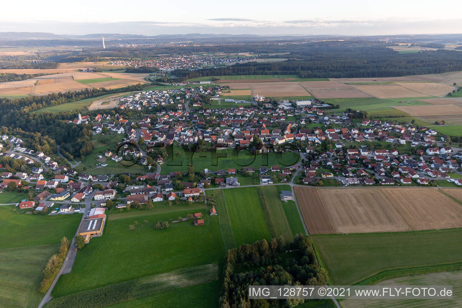 Bösingen in the state Baden-Wuerttemberg, Germany seen from above