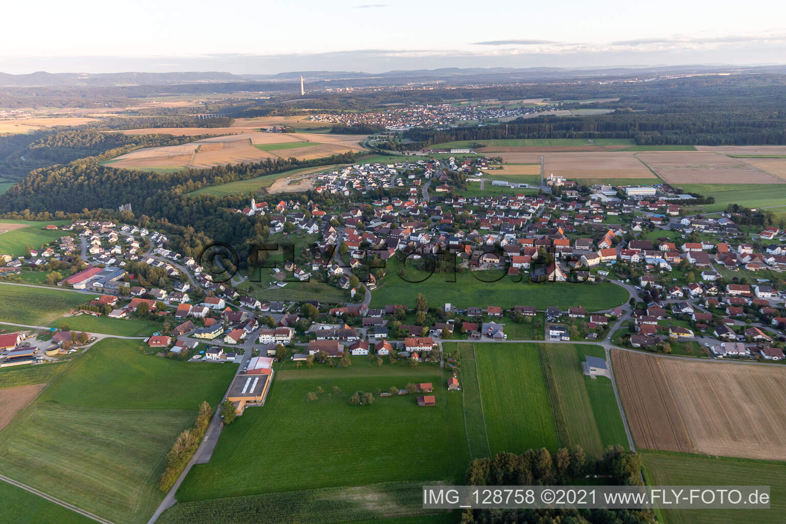 Bösingen in the state Baden-Wuerttemberg, Germany from the plane