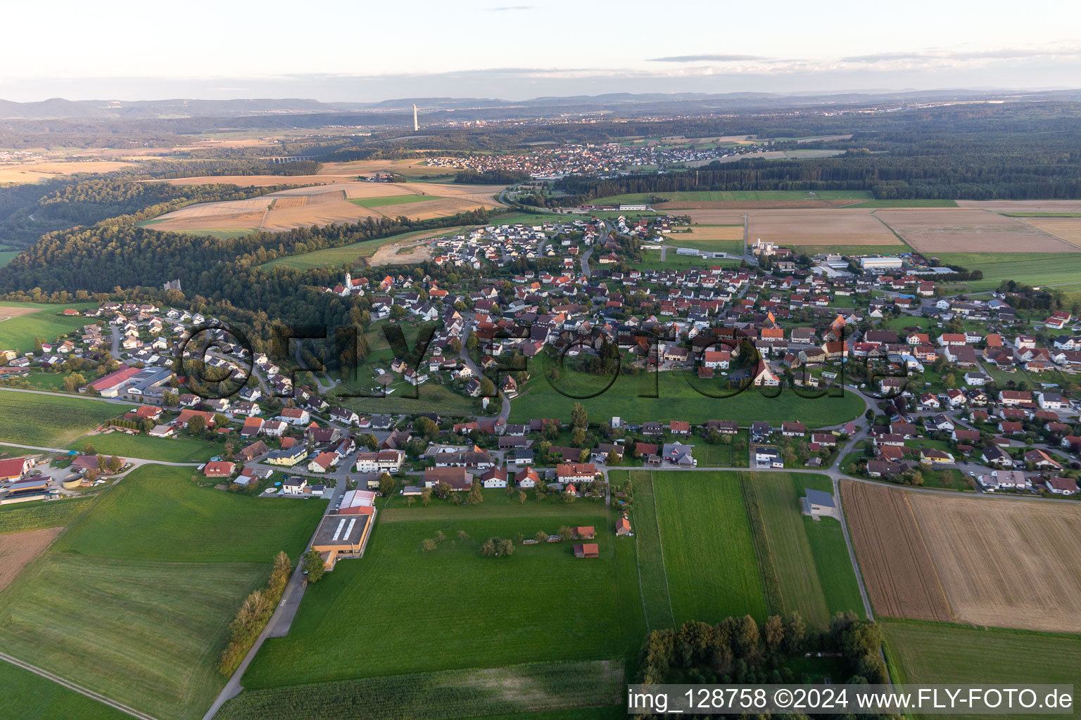 District Herrenzimmern in Bösingen in the state Baden-Wuerttemberg, Germany seen from above