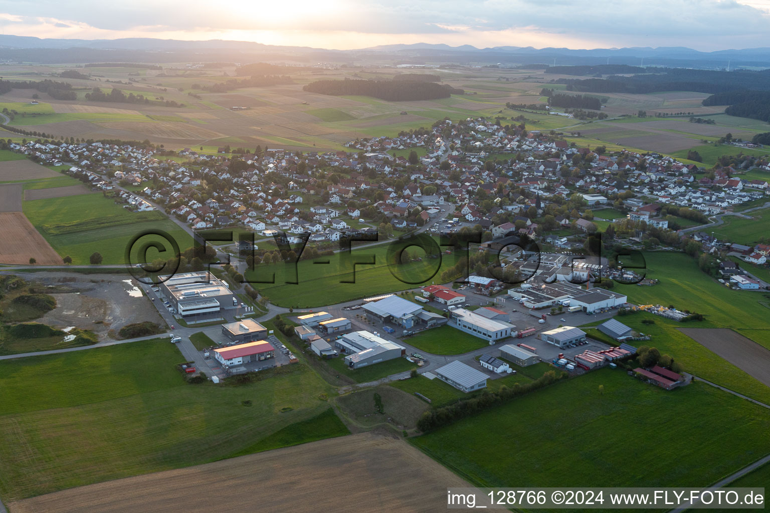 Aerial view of Bösingen in the state Baden-Wuerttemberg, Germany