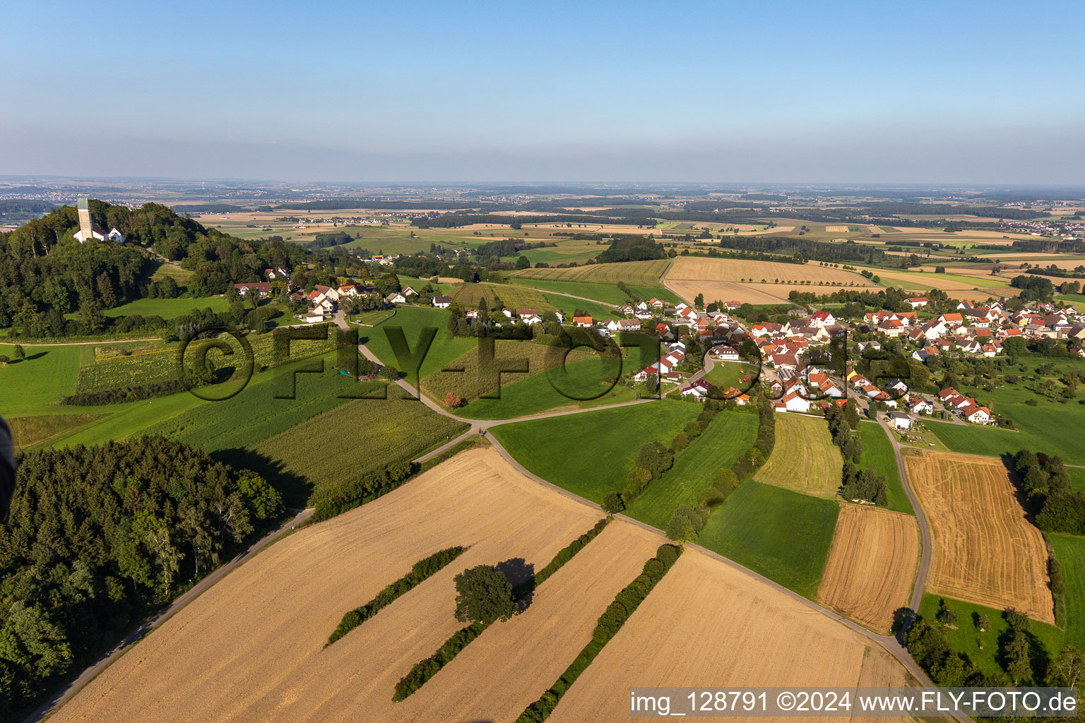 Aerial view of District Offingen in Uttenweiler in the state Baden-Wuerttemberg, Germany