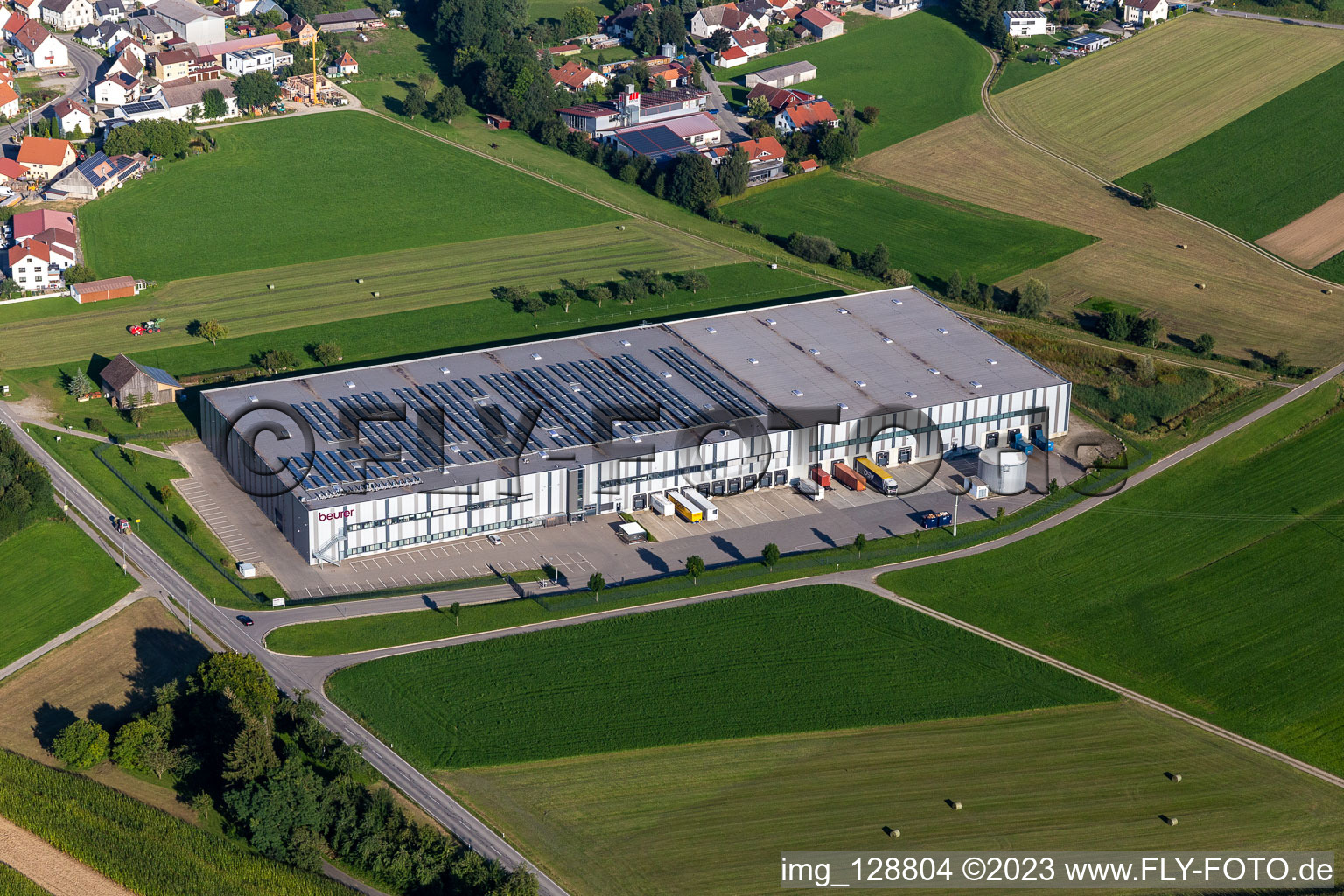 Building and production halls on the premises of Beurer GmbH in Uttenweiler in the state Baden-Wuerttemberg, Germany