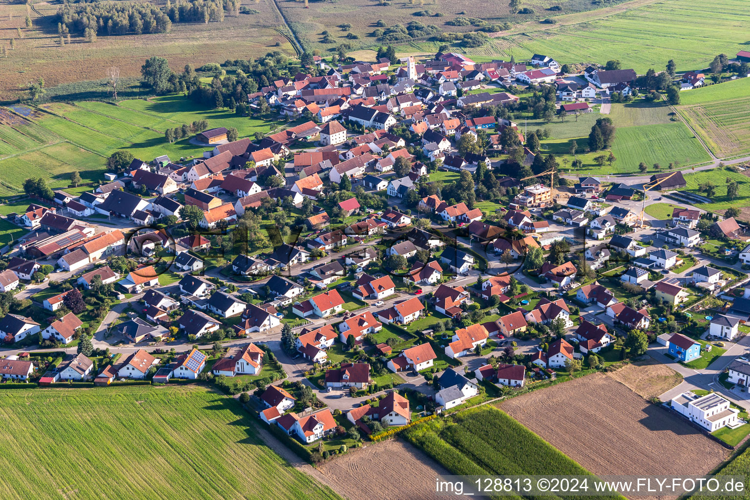 Aerial view of Alleshausen in the state Baden-Wuerttemberg, Germany