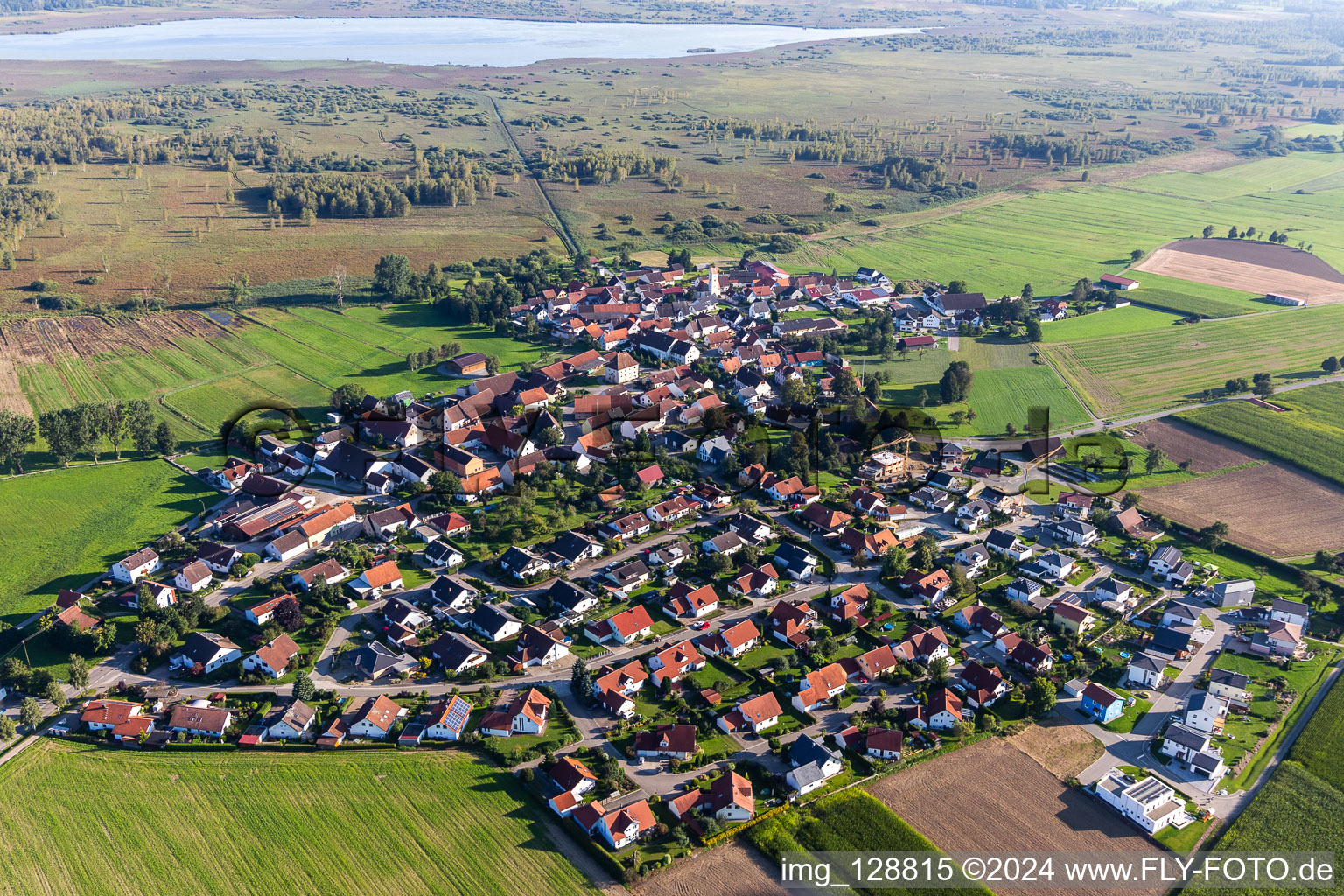 Oblique view of Alleshausen in the state Baden-Wuerttemberg, Germany