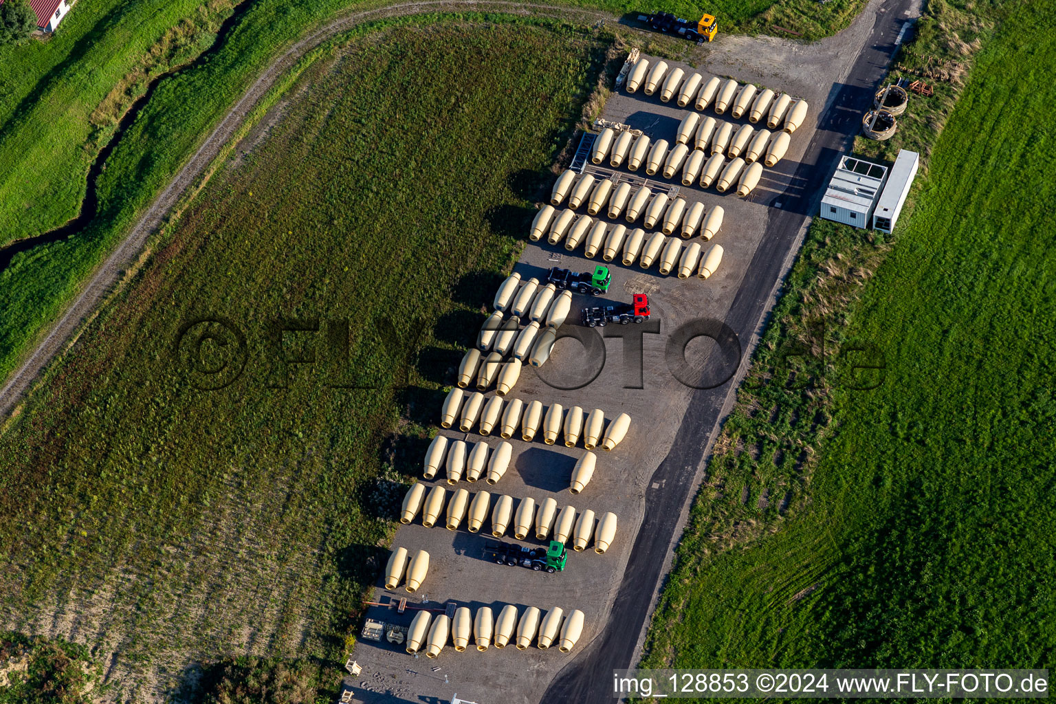 Storage for mixers on the premises of Liebherr-Mischtechnik GmbH in Bad Schussenried in the state Baden-Wuerttemberg, Germany