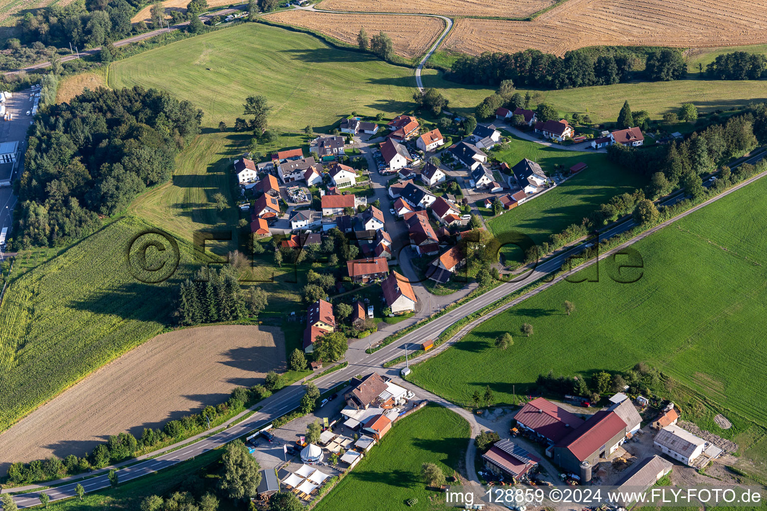 Aerial photograpy of District Kürnbach in Bad Schussenried in the state Baden-Wuerttemberg, Germany