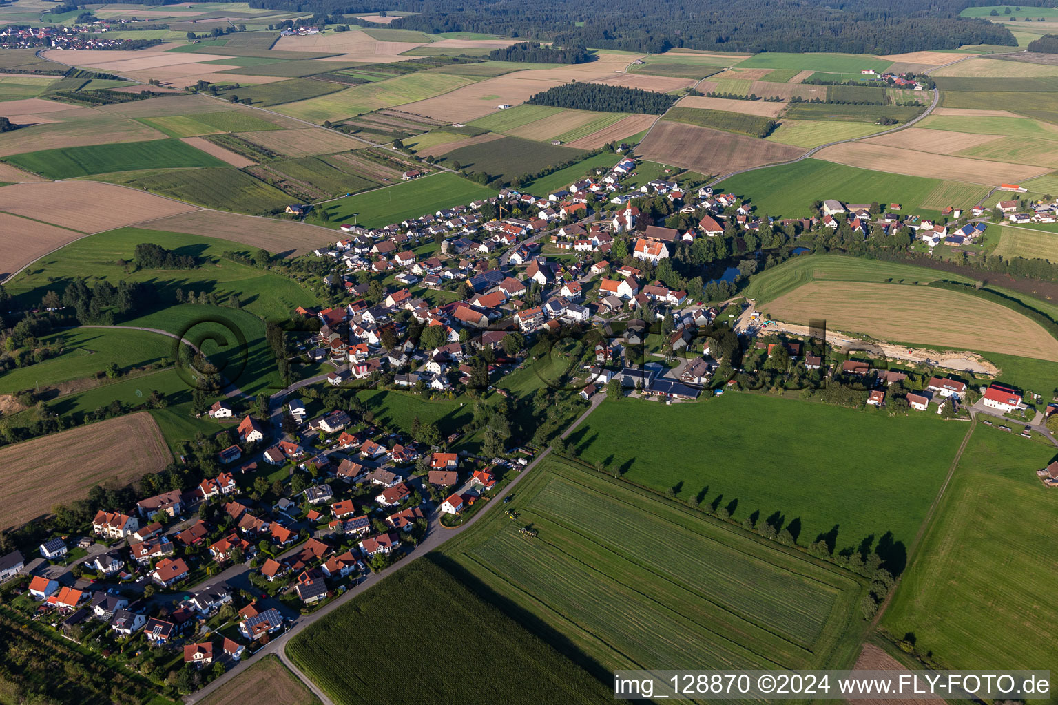 Aerial view of District Michelwinnaden in Bad Waldsee in the state Baden-Wuerttemberg, Germany