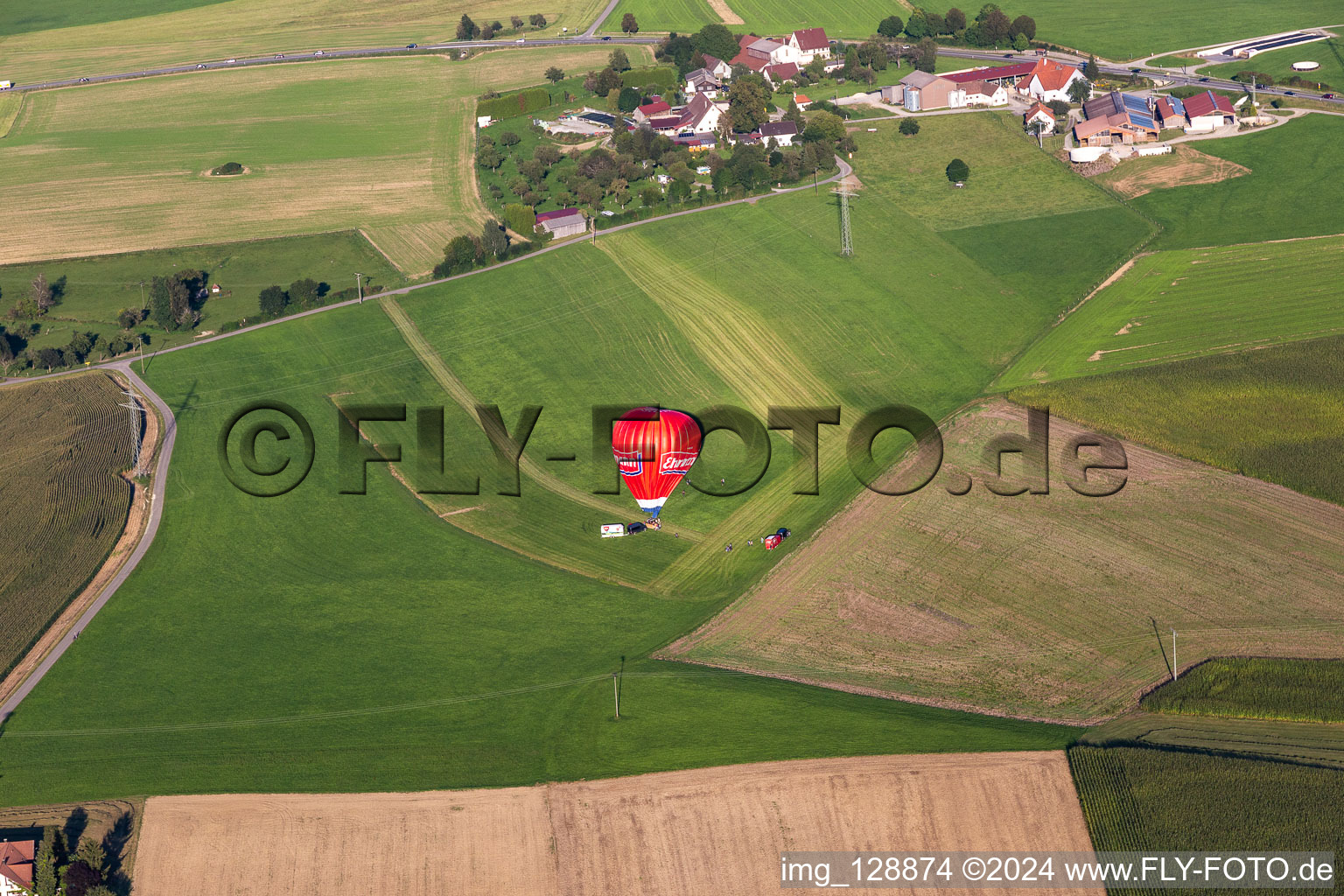 Balloon launch Ehrmann in the district Michelwinnaden in Bad Waldsee in the state Baden-Wuerttemberg, Germany