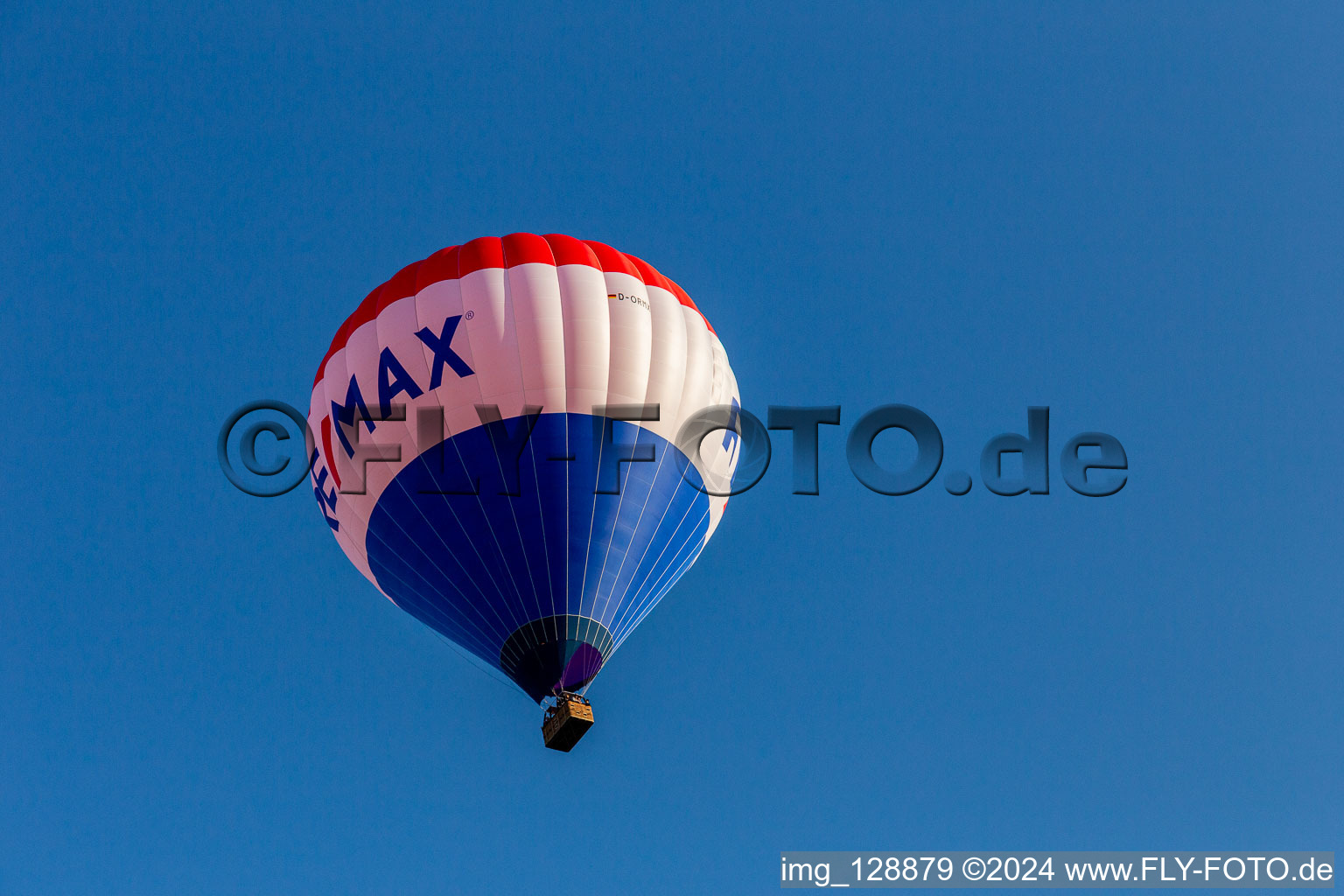 Aerial view of Balloon launch REMAX in the district Michelwinnaden in Bad Waldsee in the state Baden-Wuerttemberg, Germany