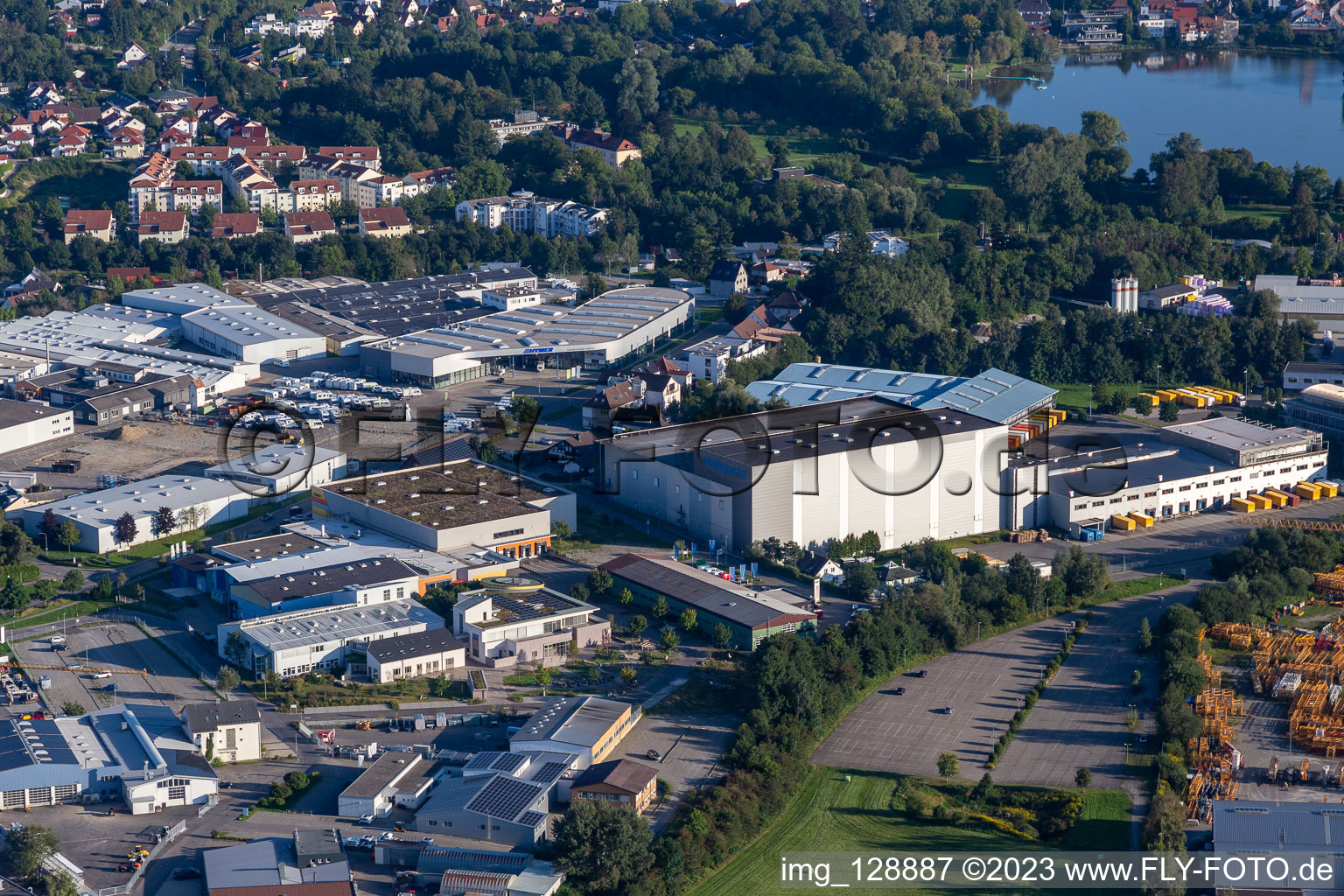 Building complex and distribution center on the site of Versandhaus Walz GmbH, Baby-Walz in Bad Waldsee in the state Baden-Wuerttemberg, Germany