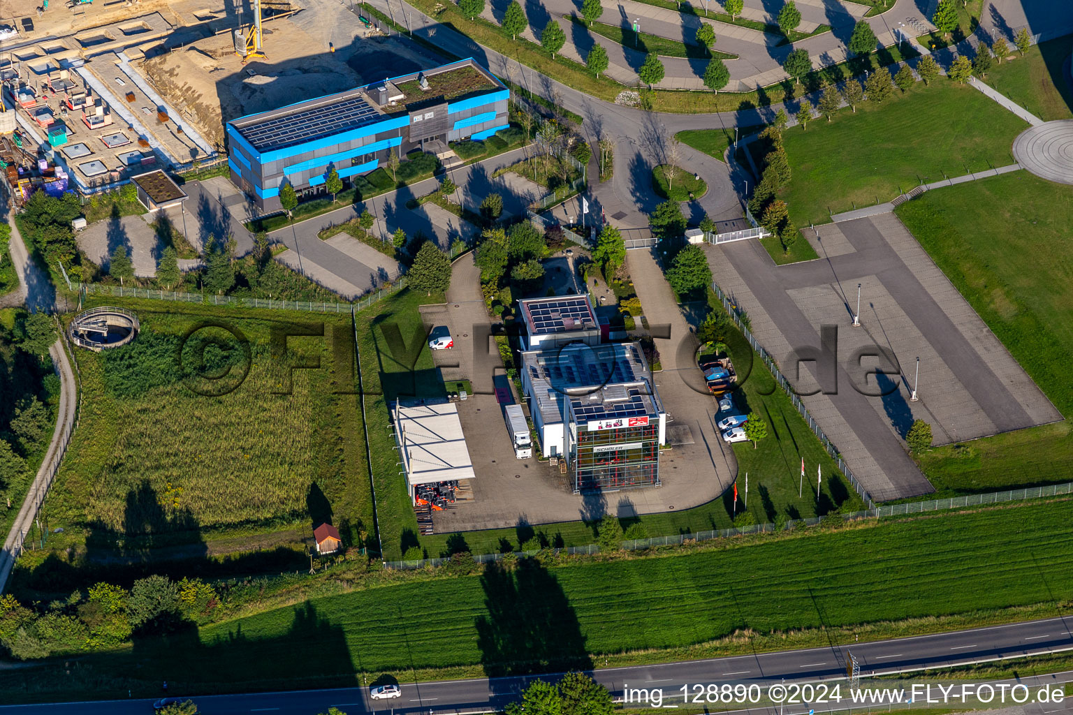 Company grounds and facilities of Schoeler Foerdertechnik AG and Assfalg, Gaspard & Partner Ingenieurgesellschaft mbH in Bad Waldsee in the state Baden-Wuerttemberg, Germany