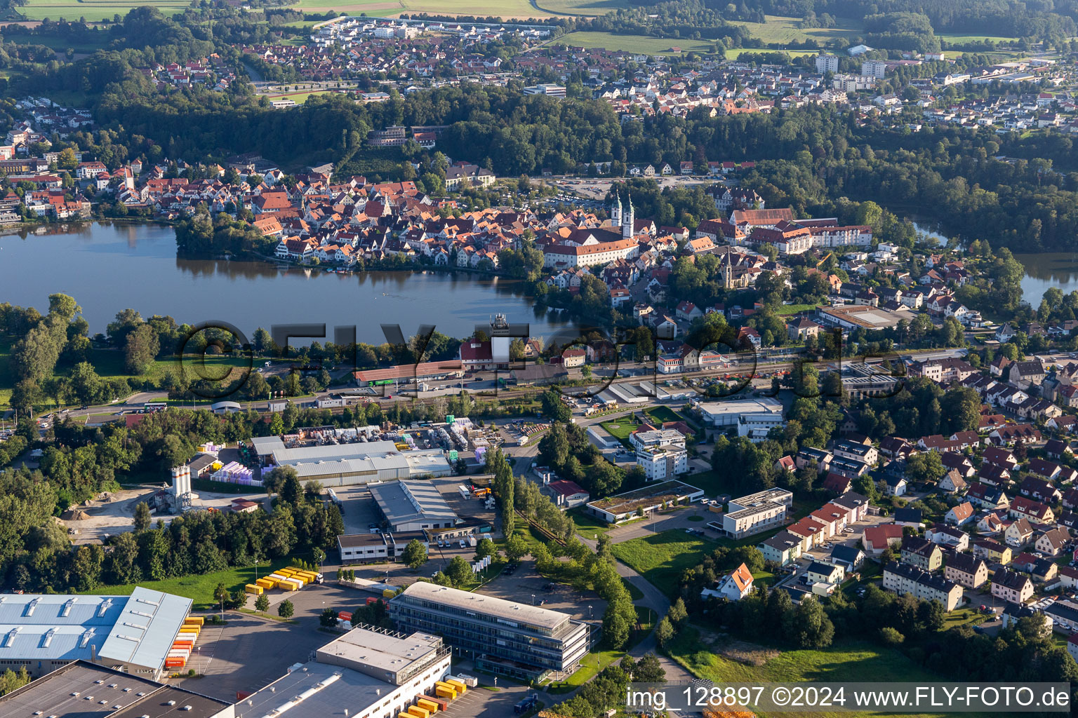 City Lake in Bad Waldsee in the state Baden-Wuerttemberg, Germany