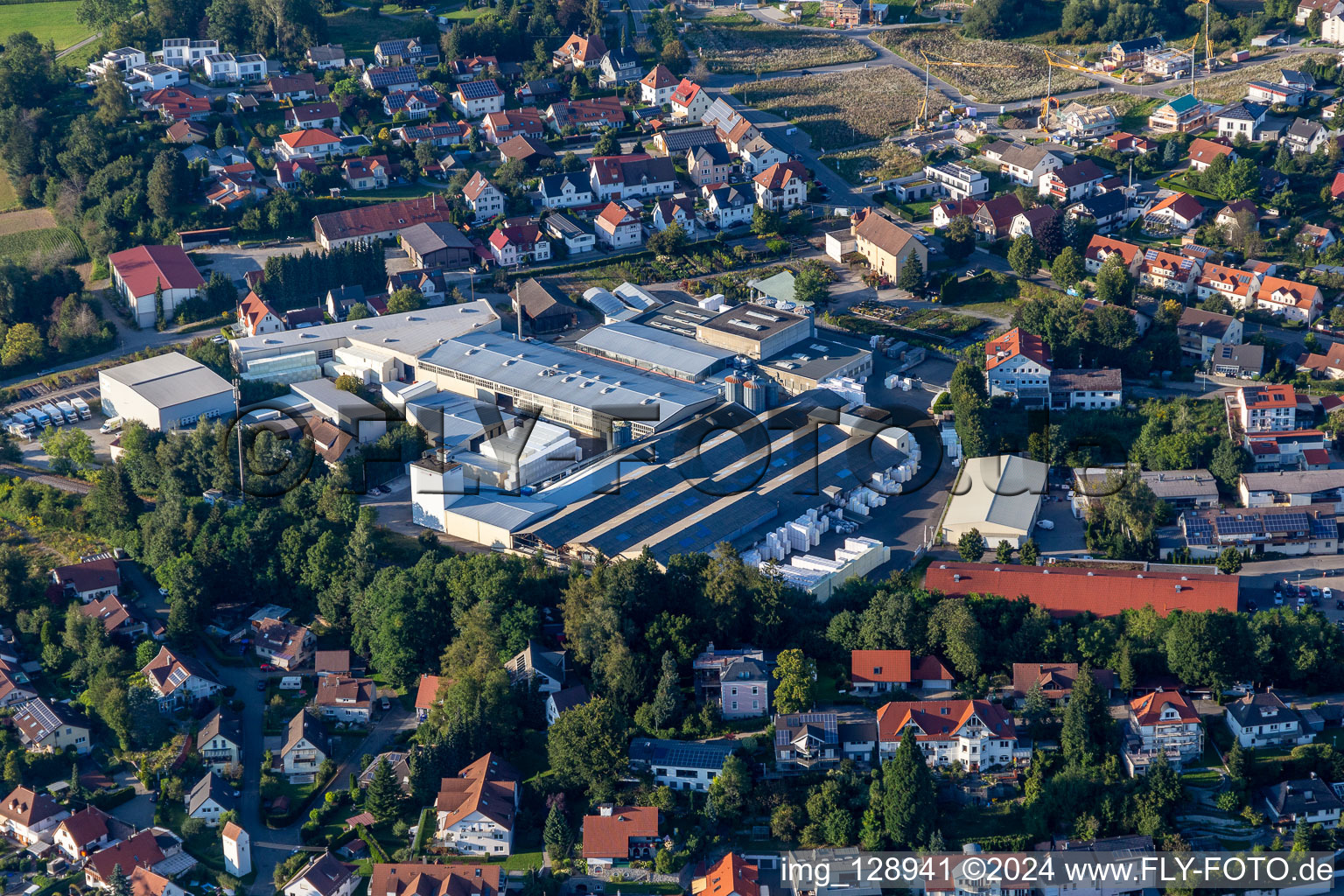 Building and production halls on the premises DER Hirsch Porozell GmbH in Bad Waldsee in the state Baden-Wuerttemberg, Germany