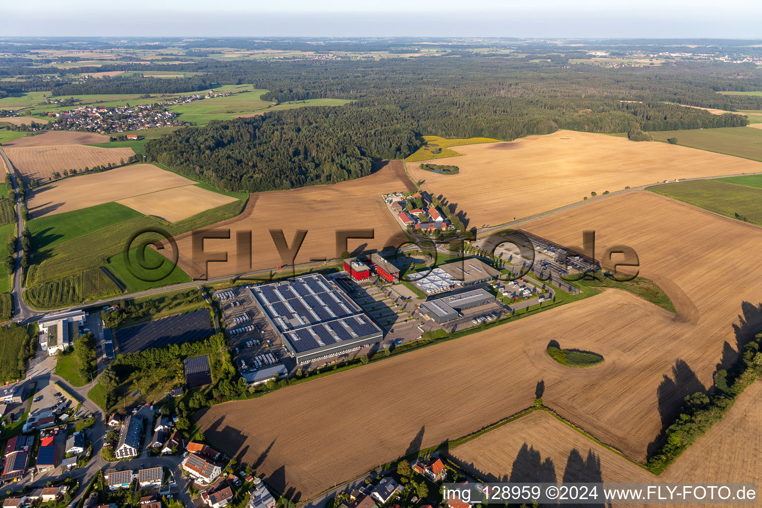 Buildings and production halls on the vehicle construction site of Carthago Reisemobilbau GmbH in Aulendorf in the state Baden-Wuerttemberg, Germany