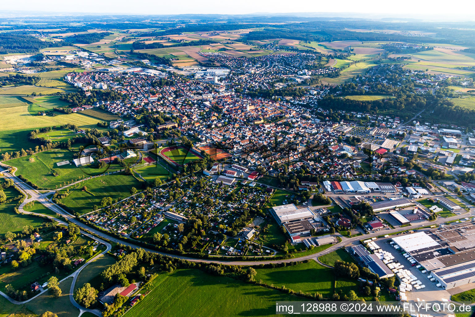 City area with outside districts and inner city area in Bad Saulgau in the state Baden-Wuerttemberg, Germany