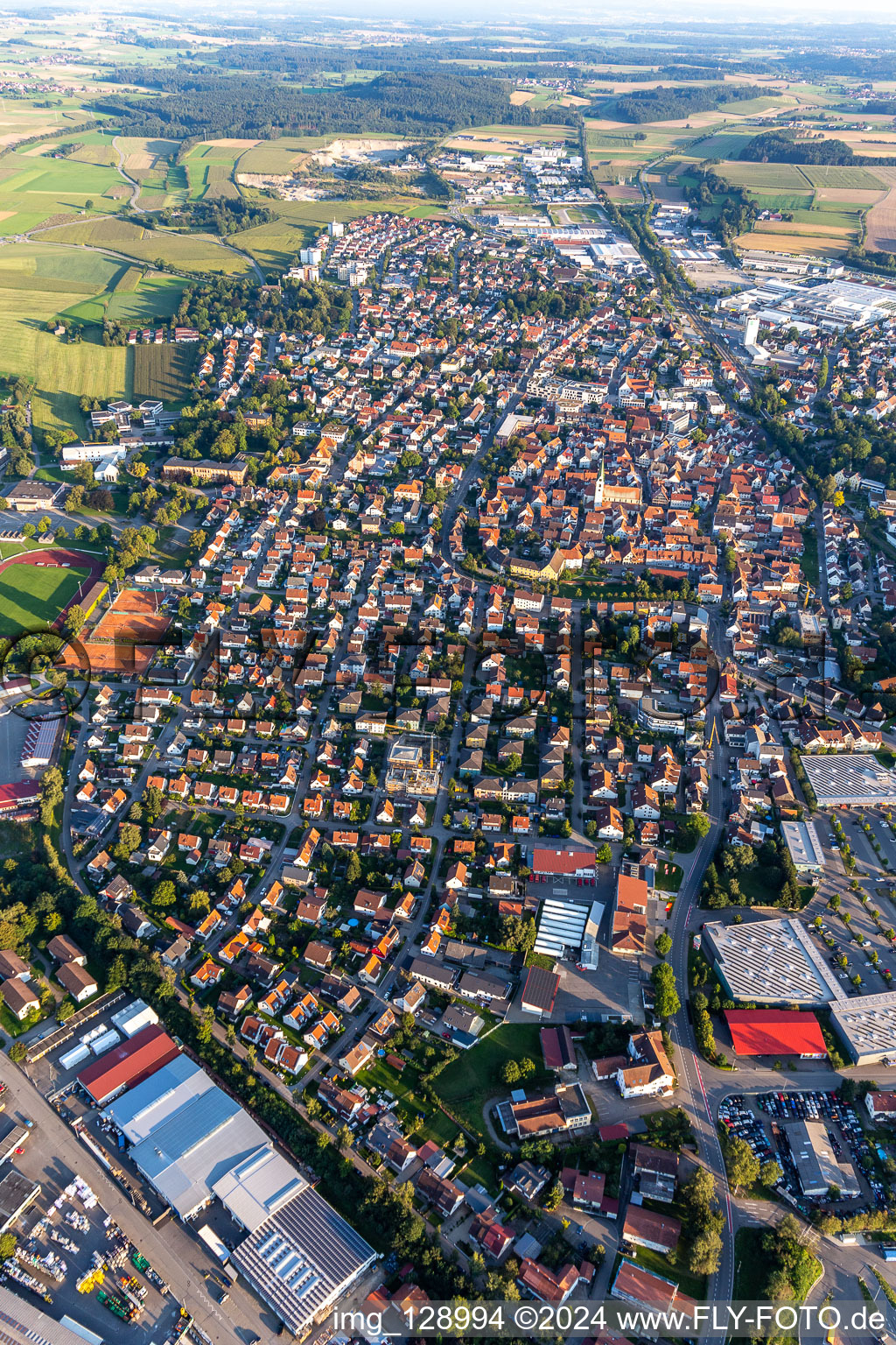 City view on down town in Bad Saulgau in the state Baden-Wuerttemberg, Germany