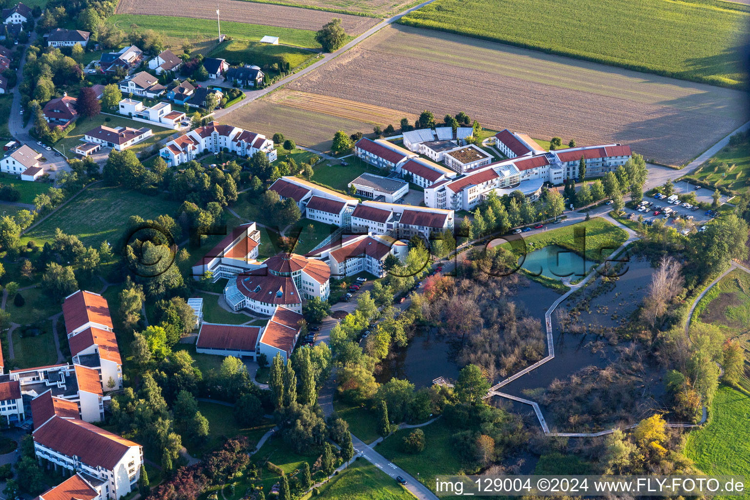 Building of the Spa and Event house und Nature-park with Klinik an der schoenen Moos in Bad Saulgau in the state Baden-Wuerttemberg, Germany